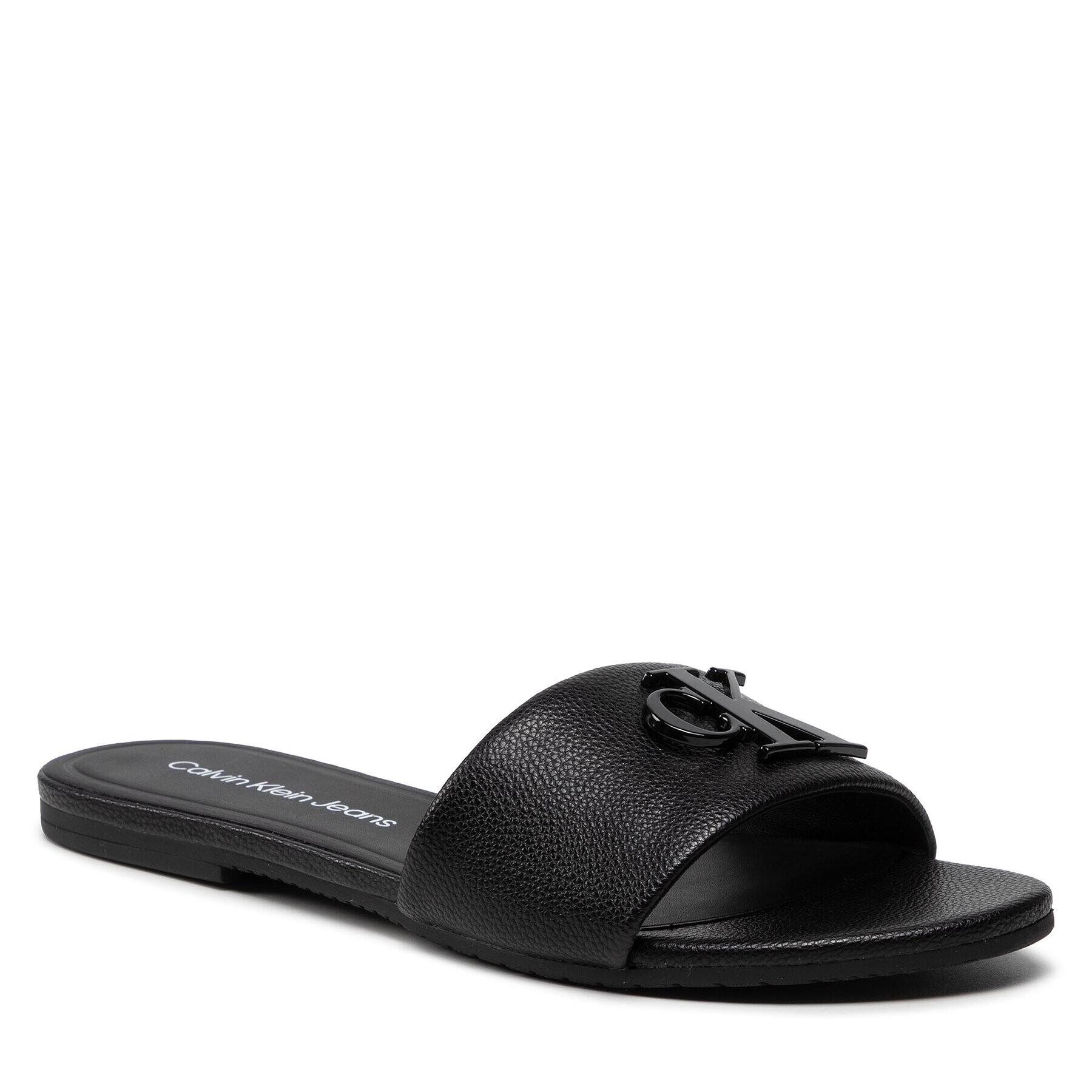 Calvin Klein Jeans Nazouváky Flat Sandal Hw Lth YW0YW00543 Černá - Pepit.cz