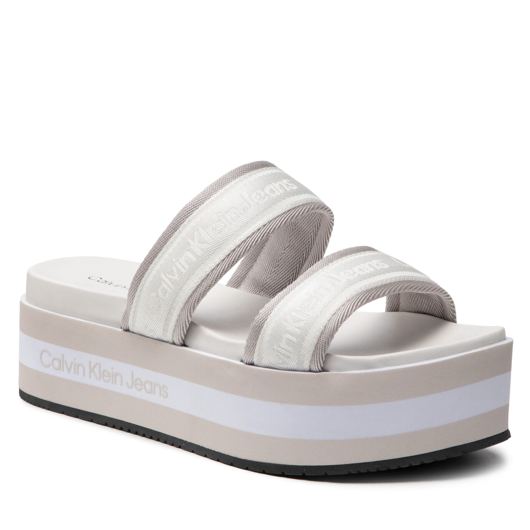 Calvin Klein Jeans Nazouváky Flatform Sandal Twostraps YW0YW00561 Bílá - Pepit.cz