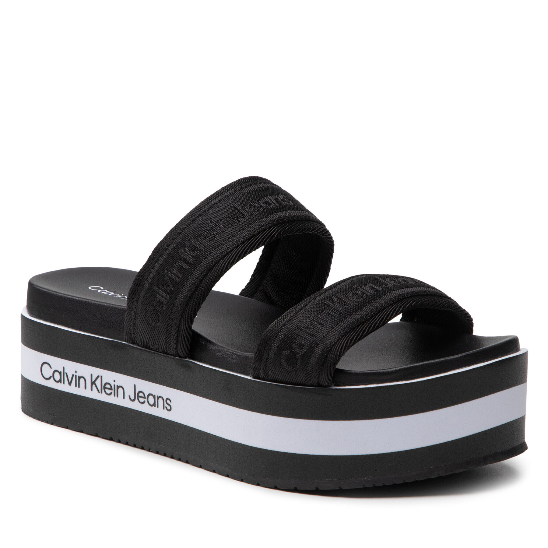 Calvin Klein Jeans Nazouváky Flatform Sandal Twostraps YW0YW00561 Černá - Pepit.cz