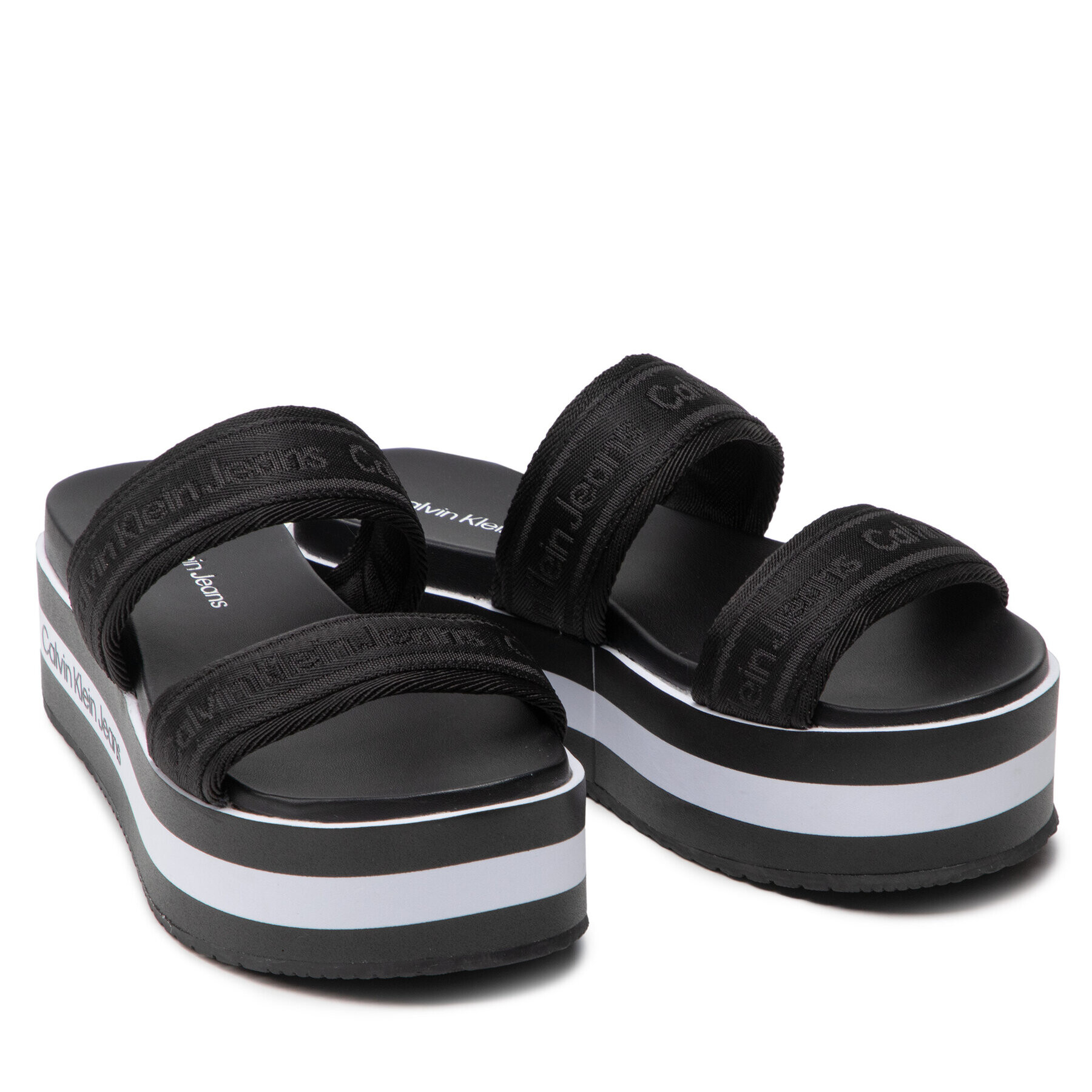 Calvin Klein Jeans Nazouváky Flatform Sandal Twostraps YW0YW00561 Černá - Pepit.cz