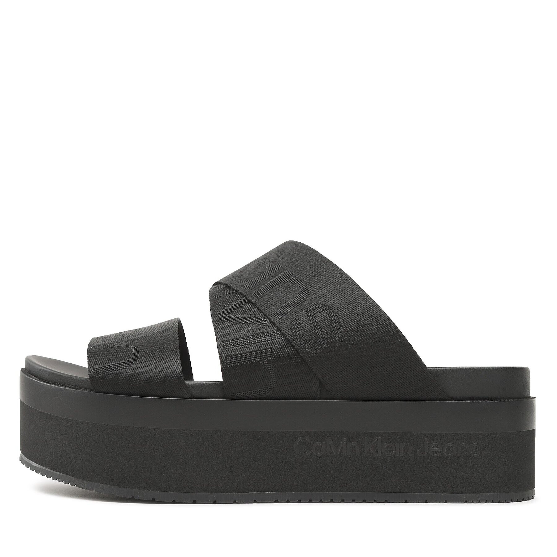 Calvin Klein Jeans Nazouváky Flatform Sandal Webbing YW0YW00966 Černá - Pepit.cz