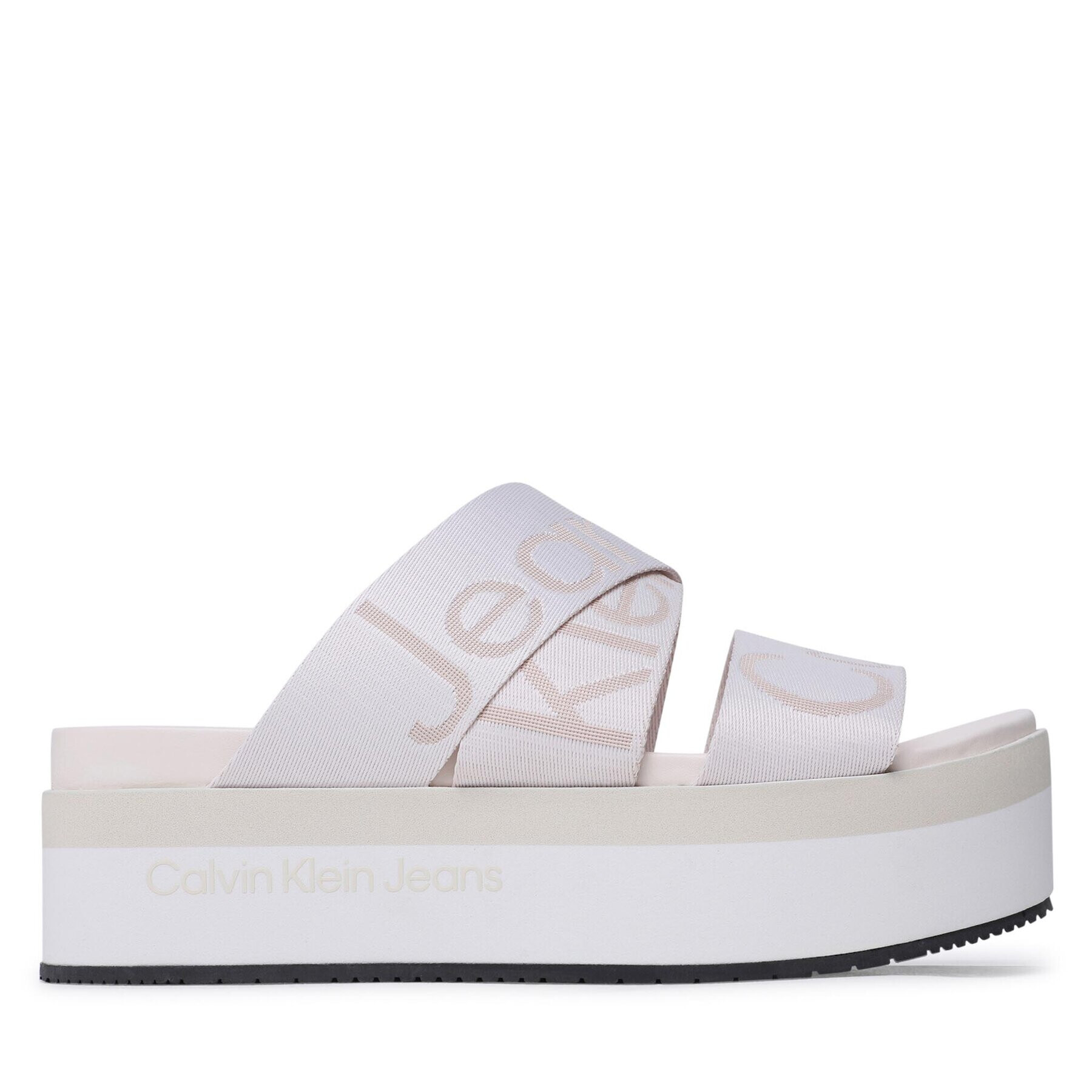 Calvin Klein Jeans Nazouváky Flatform Sandal Webbing YW0YW00966 Écru - Pepit.cz