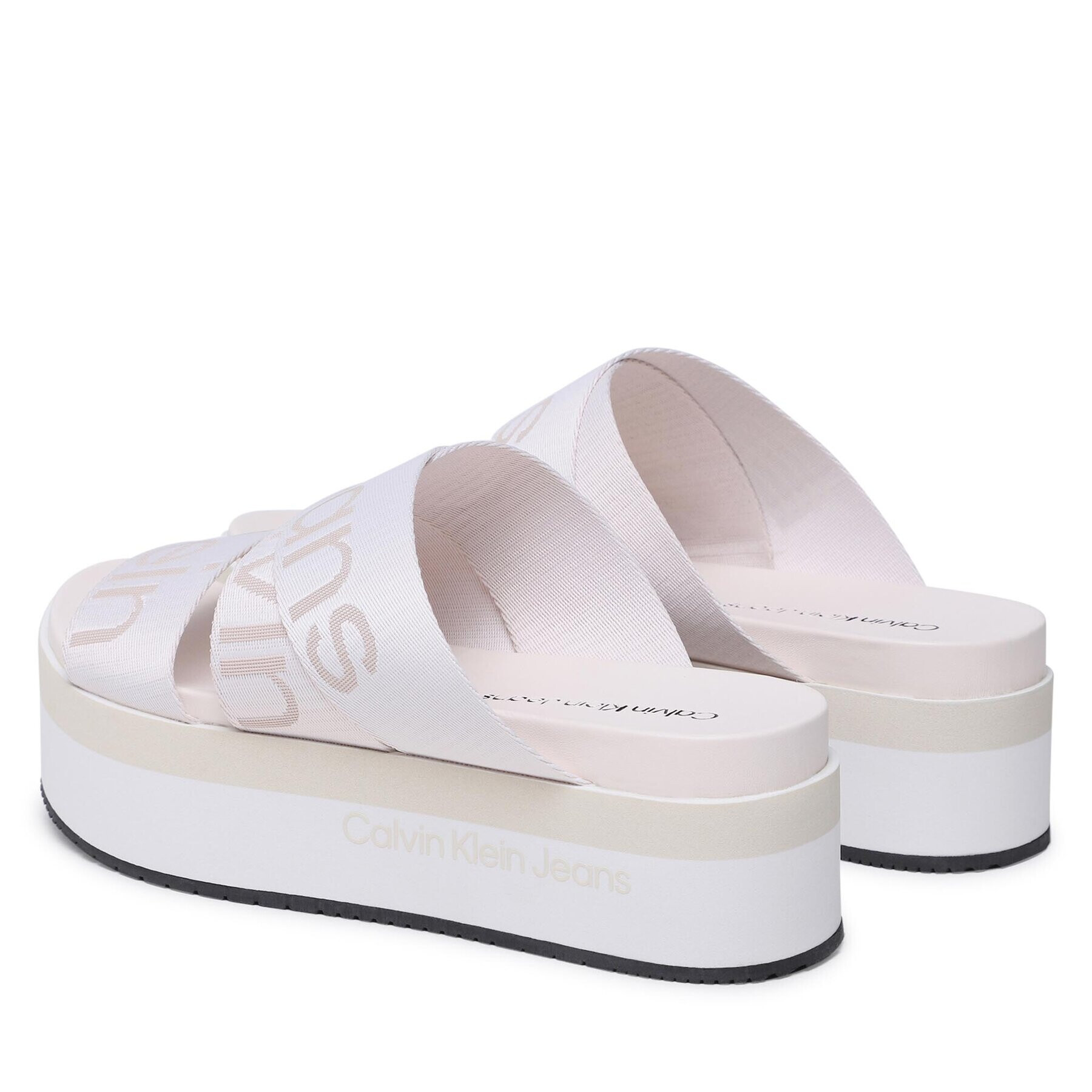 Calvin Klein Jeans Nazouváky Flatform Sandal Webbing YW0YW00966 Écru - Pepit.cz