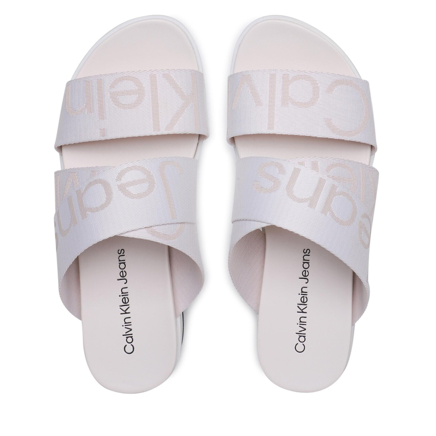 Calvin Klein Jeans Nazouváky Flatform Sandal Webbing YW0YW00966 Écru - Pepit.cz