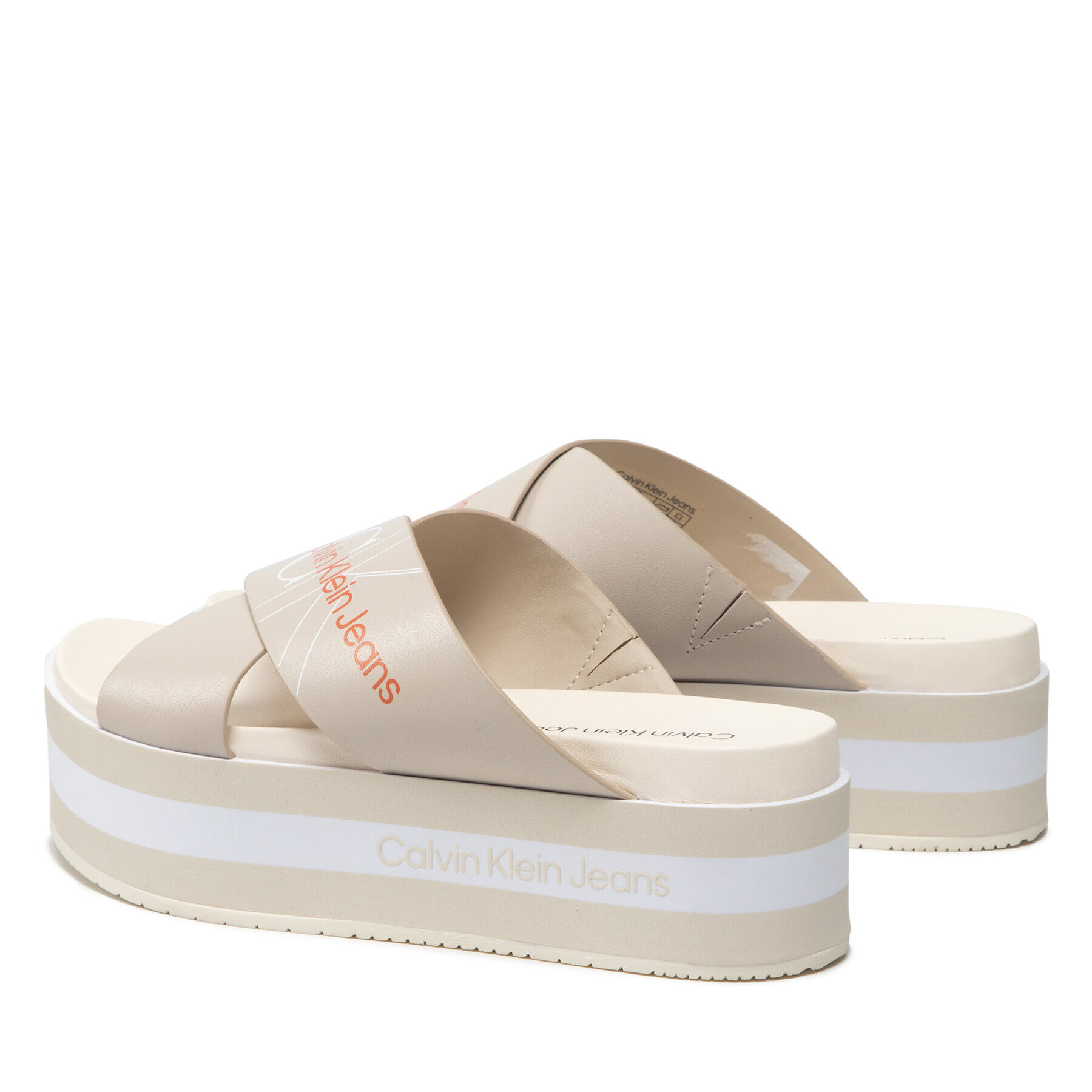 Calvin Klein Jeans Nazouváky Platform Sandal Crisscross YW0YW00562 Béžová - Pepit.cz