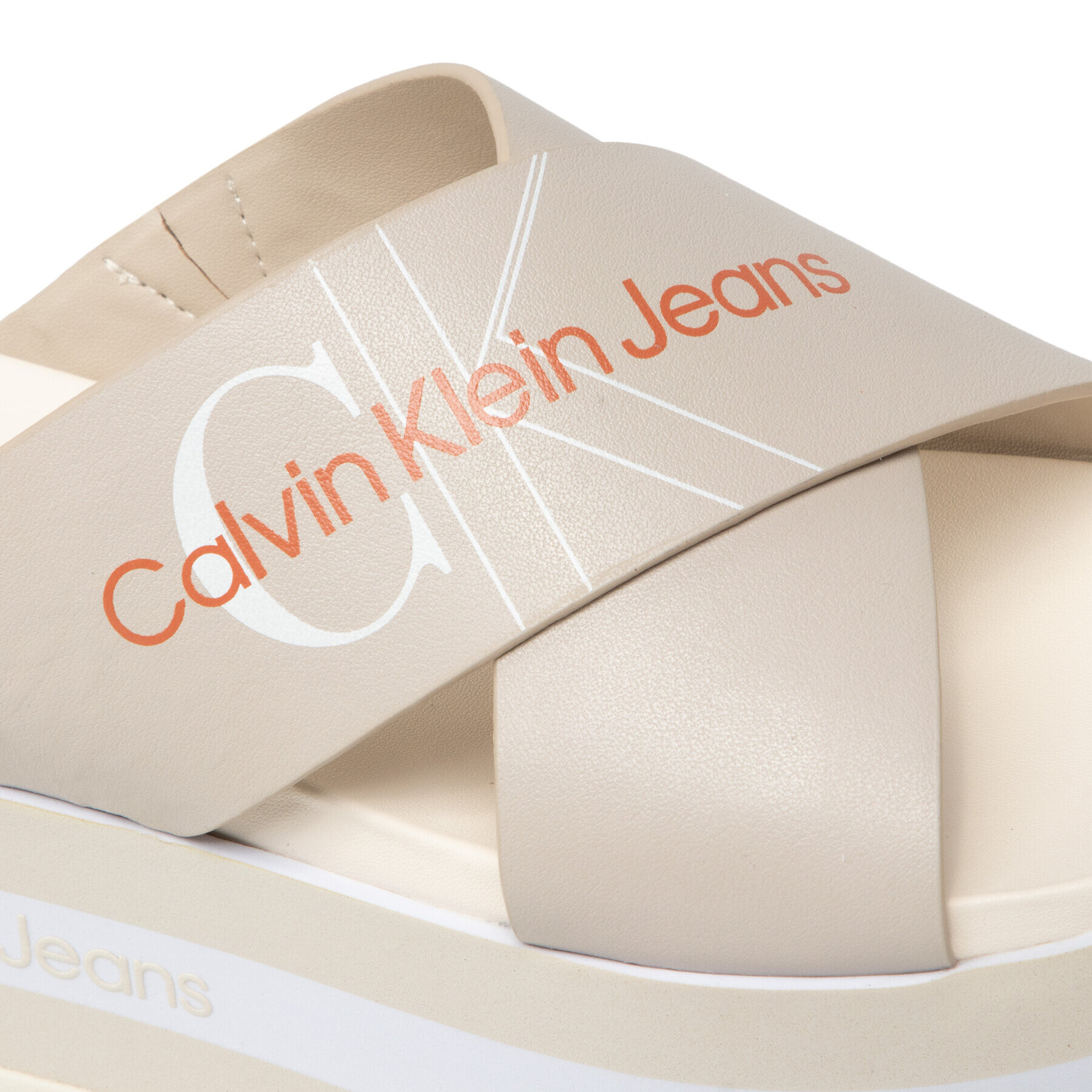 Calvin Klein Jeans Nazouváky Platform Sandal Crisscross YW0YW00562 Béžová - Pepit.cz