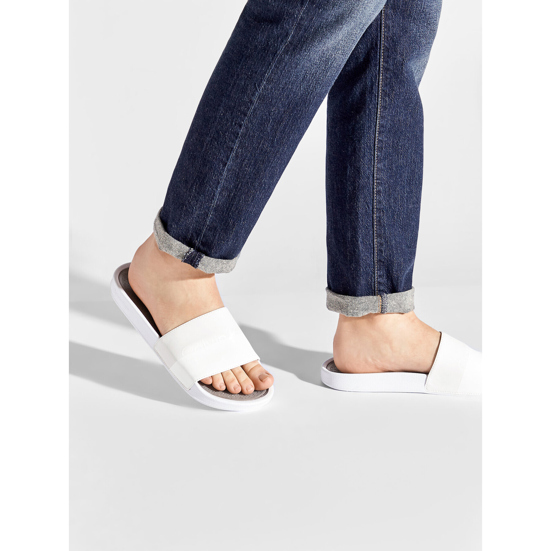 Calvin Klein Jeans Nazouváky Pool Slide Ergonomic HM0HM00548 Bílá - Pepit.cz