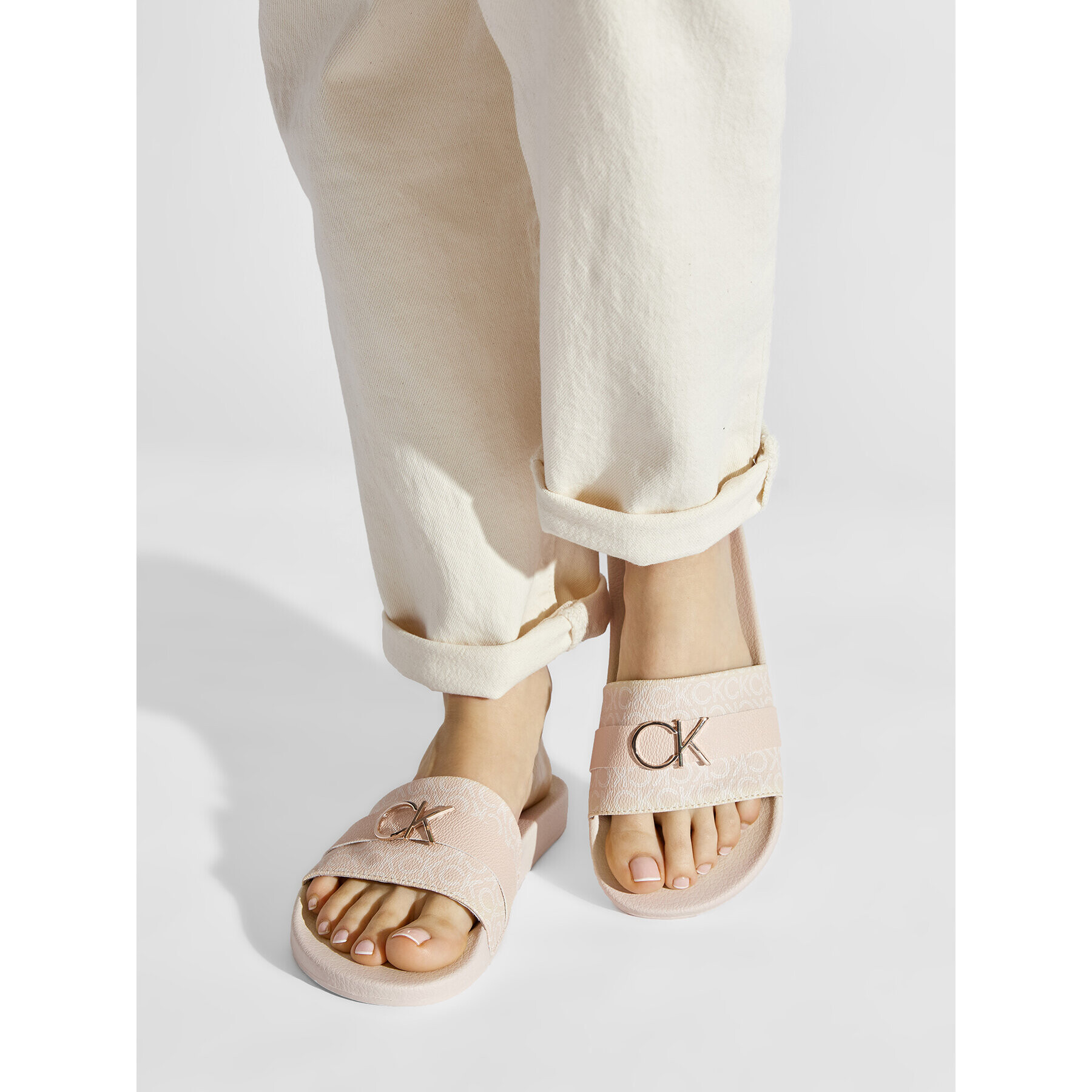 Calvin Klein Jeans Nazouváky Pool Slide W/Hdw Mono HW0HW00857 Růžová - Pepit.cz