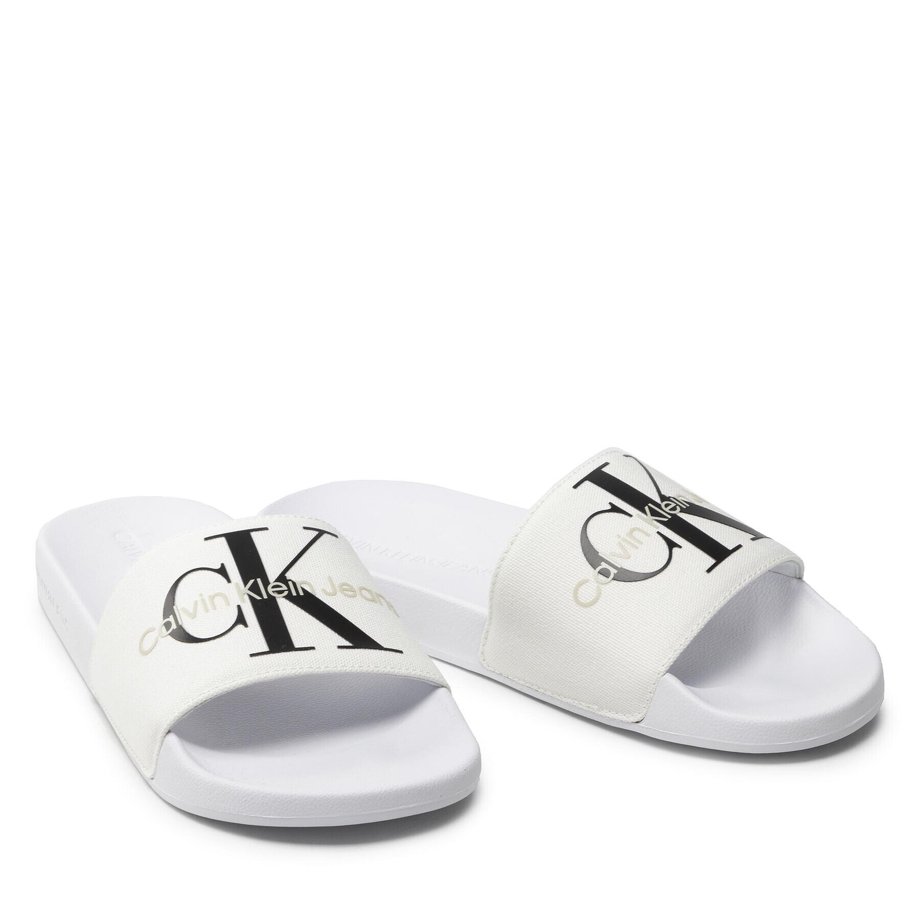 Calvin Klein Jeans Nazouváky Slide Monogram Co YM0YM00061 Bílá - Pepit.cz