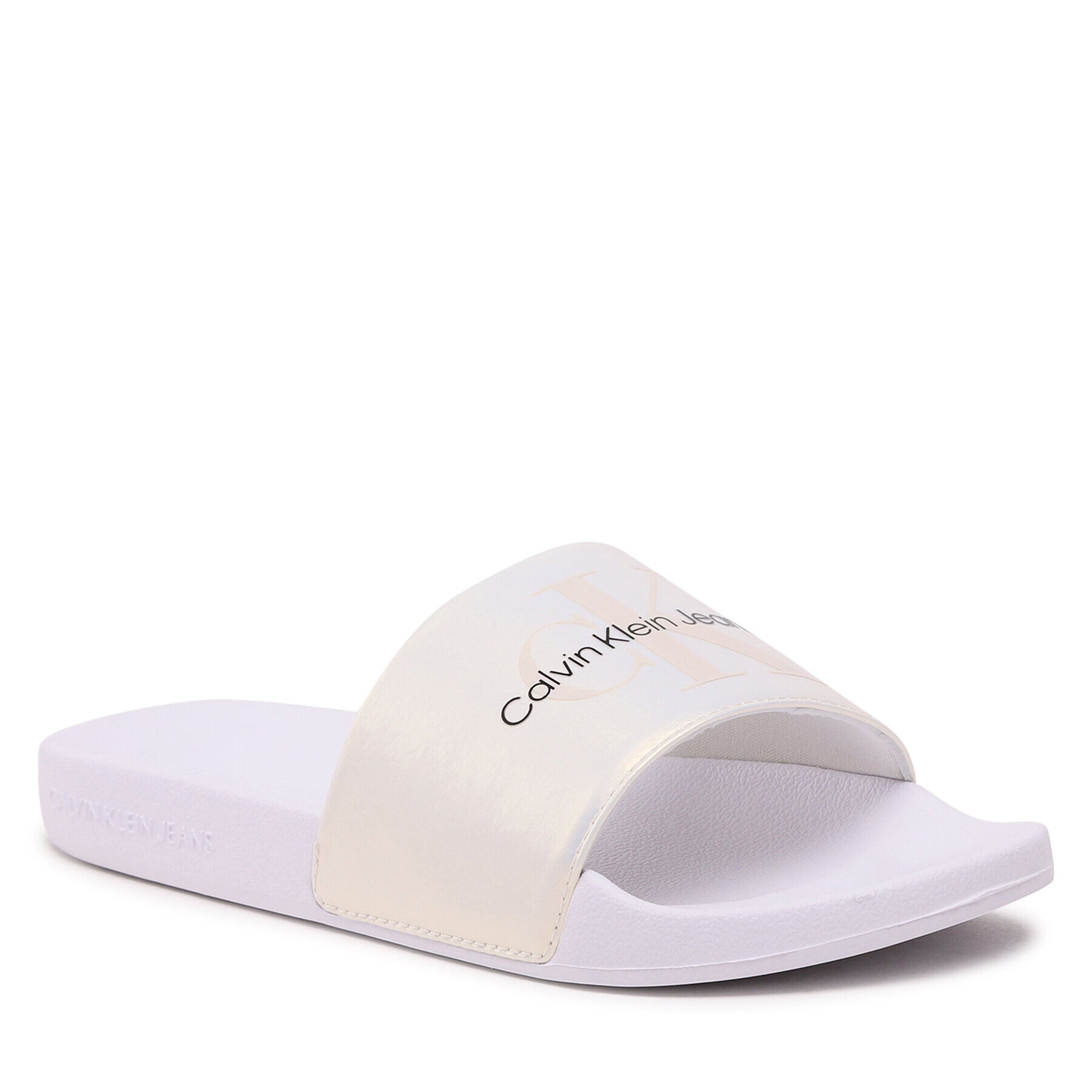 Calvin Klein Jeans Nazouváky Slide Ny Pearl YW0YW01243 Écru - Pepit.cz