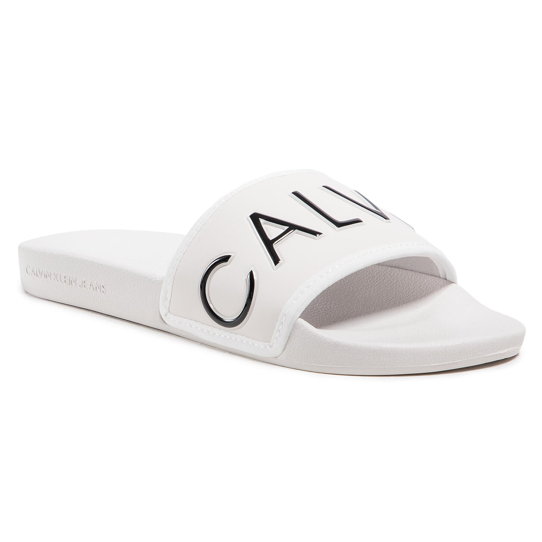 Calvin Klein Jeans Nazouváky Slide Padded Ck Pes-Pu YW0YW00131 Béžová - Pepit.cz