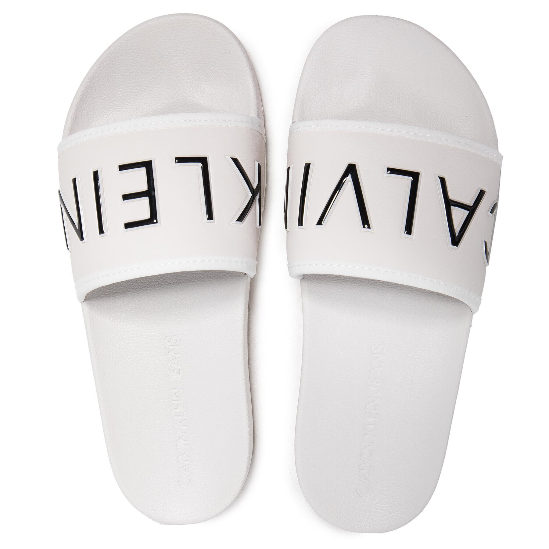 Calvin Klein Jeans Nazouváky Slide Padded Ck Pes-Pu YW0YW00131 Béžová - Pepit.cz