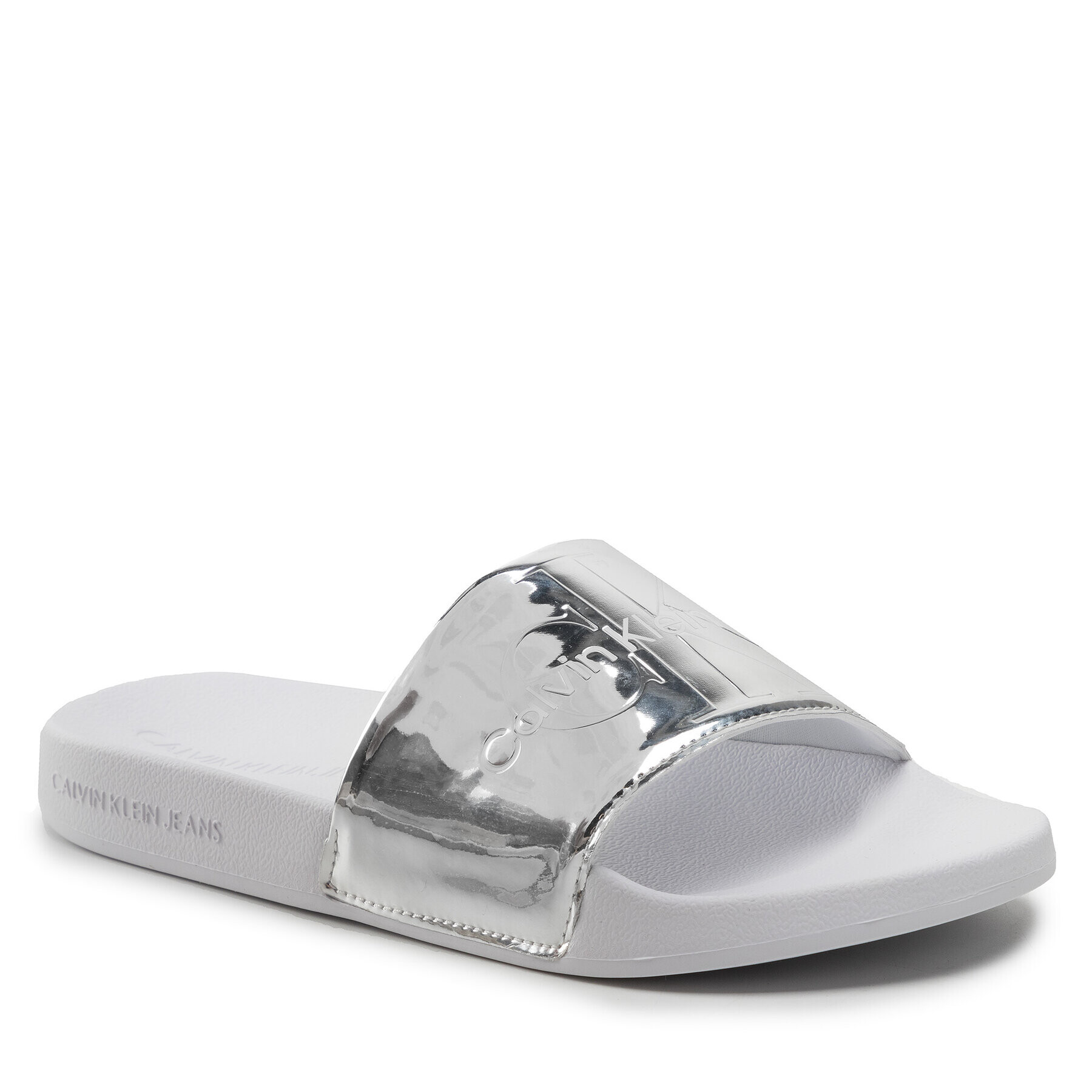 Calvin Klein Jeans Nazouváky Slide Silver Monogram YW0YW00638 Stříbrná - Pepit.cz