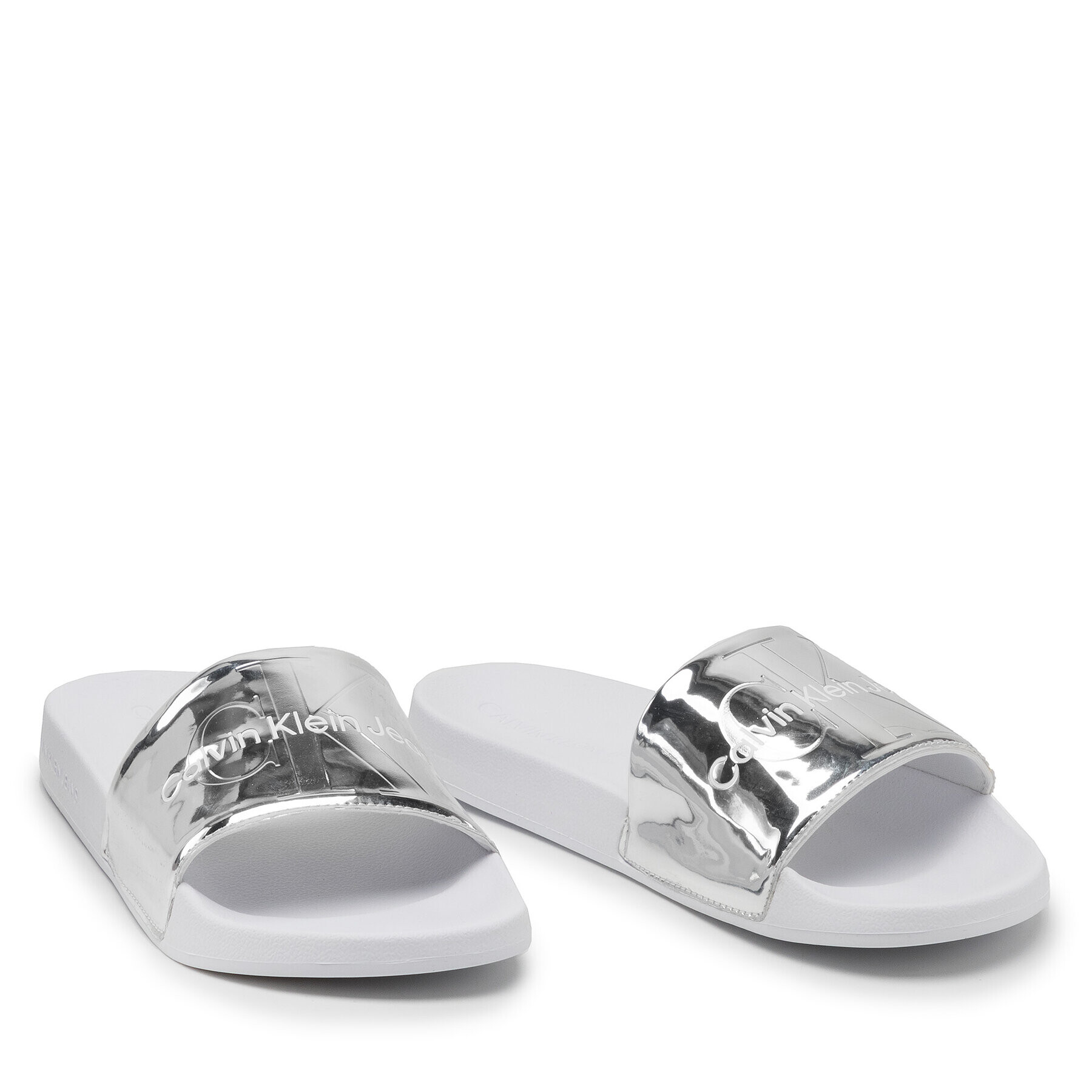 Calvin Klein Jeans Nazouváky Slide Silver Monogram YW0YW00638 Stříbrná - Pepit.cz