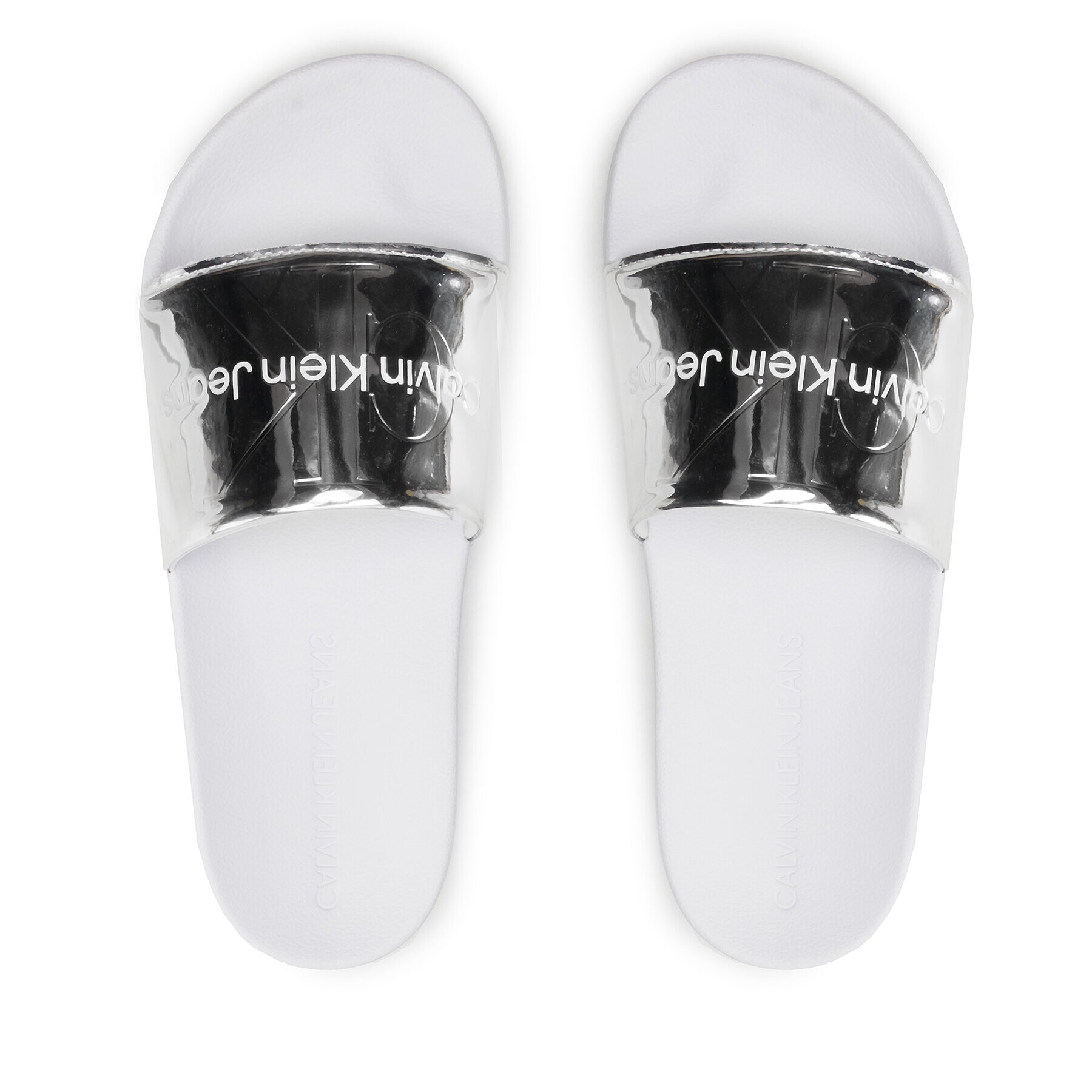 Calvin Klein Jeans Nazouváky Slide Silver Monogram YW0YW00638 Stříbrná - Pepit.cz