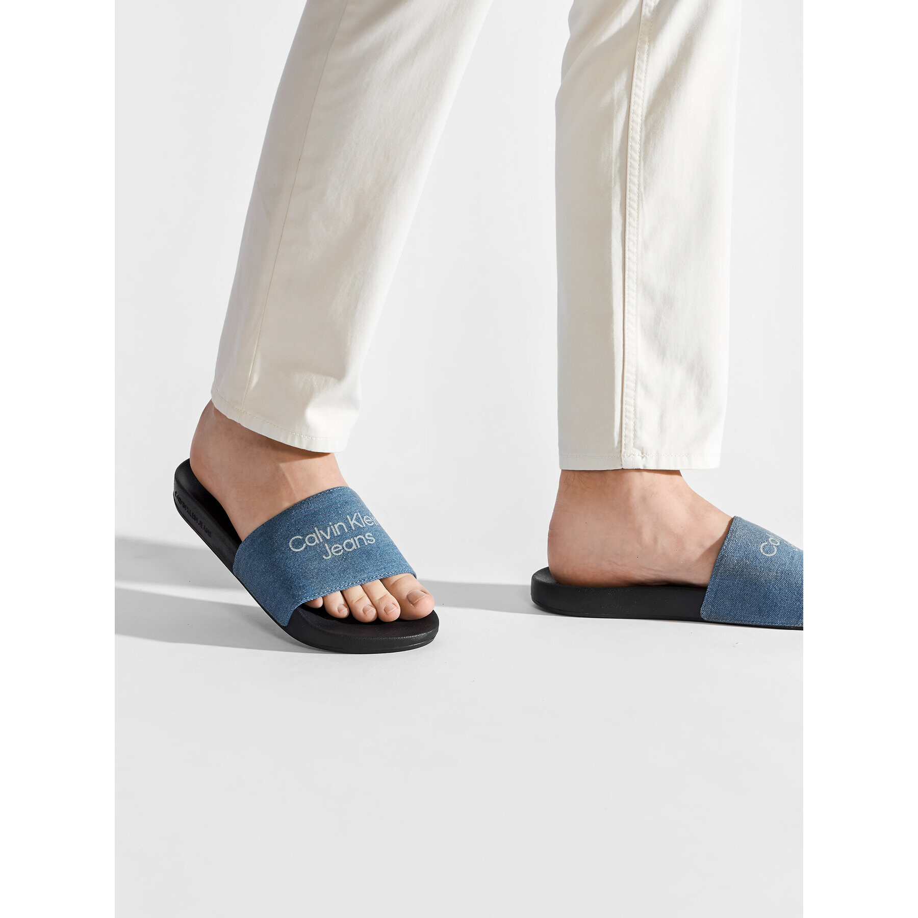 Calvin Klein Jeans Nazouváky Slide Stucked Denim YM0YM00363 Tmavomodrá - Pepit.cz