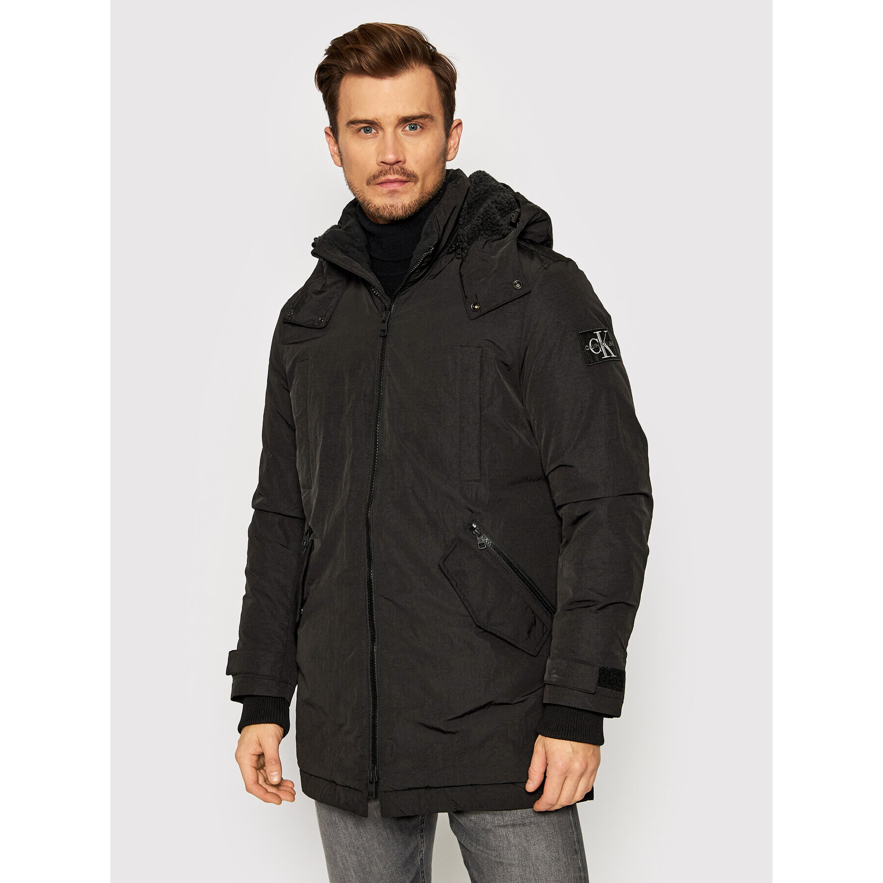 Calvin Klein Jeans Parka J30J318651 Černá Relaxed Fit - Pepit.cz