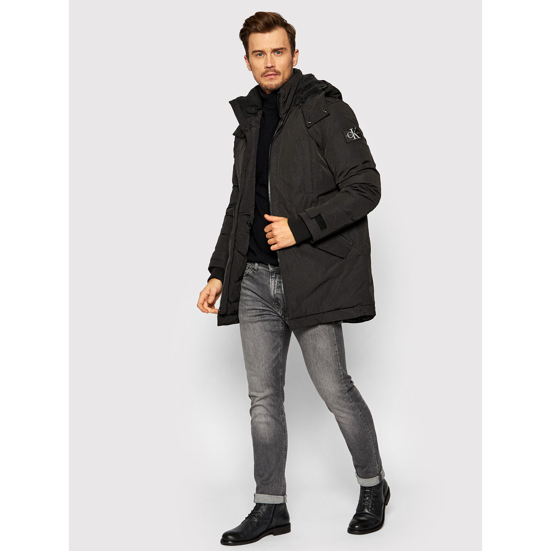 Calvin Klein Jeans Parka J30J318651 Černá Relaxed Fit - Pepit.cz