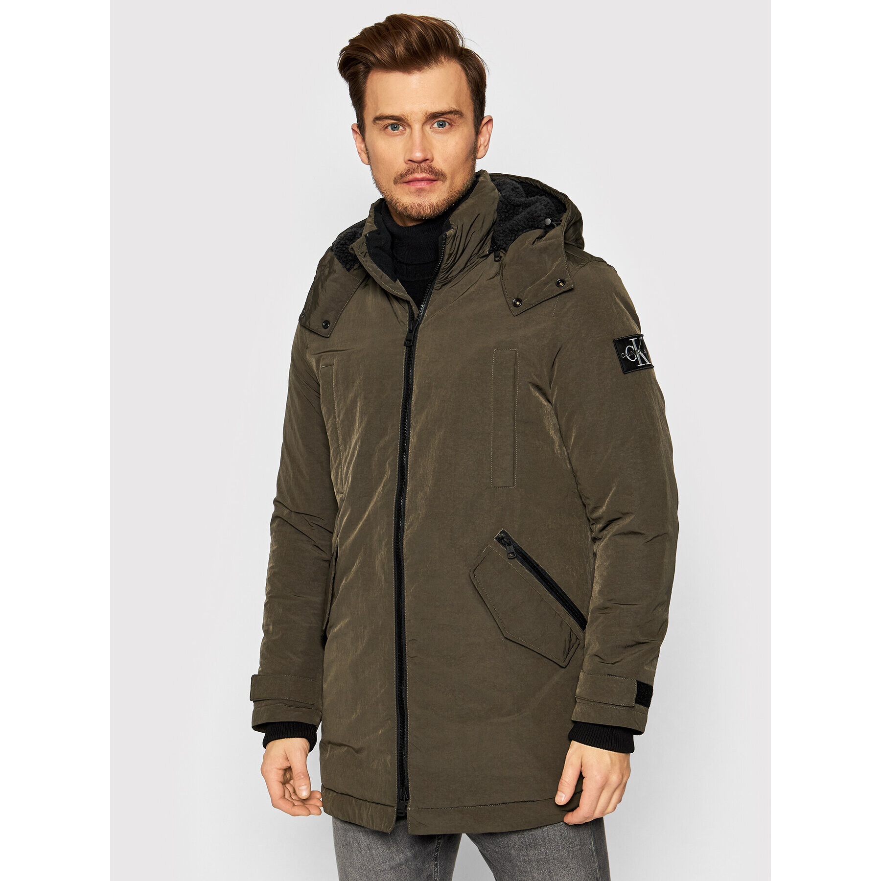 Calvin Klein Jeans Parka J30J318651 Zelená Relaxed Fit - Pepit.cz