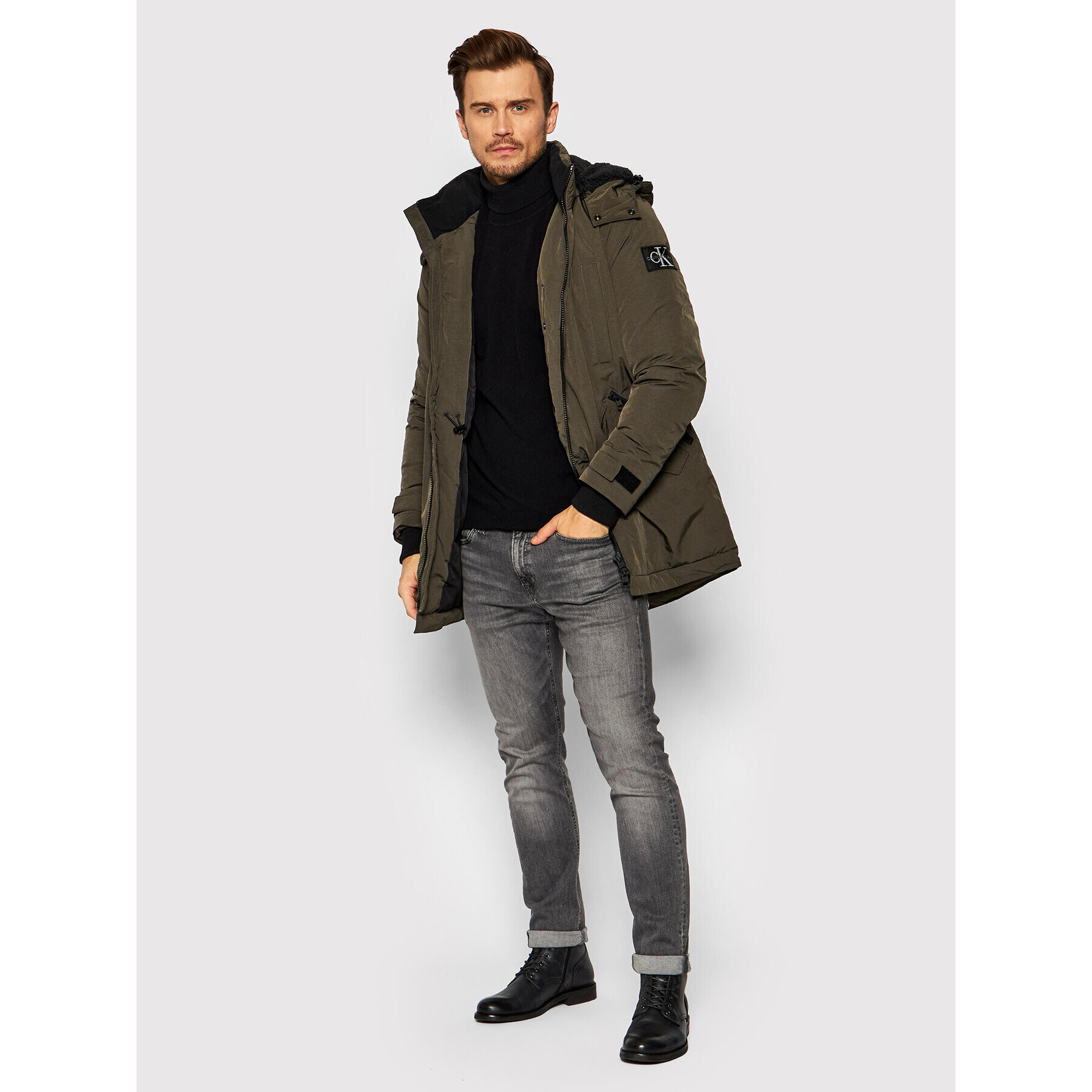 Calvin Klein Jeans Parka J30J318651 Zelená Relaxed Fit - Pepit.cz