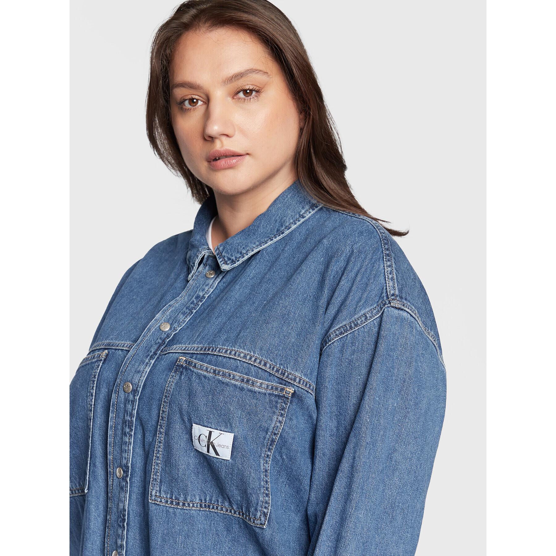 Calvin Klein Jeans Plus džínová košile J20J219591 Modrá Regular Fit - Pepit.cz