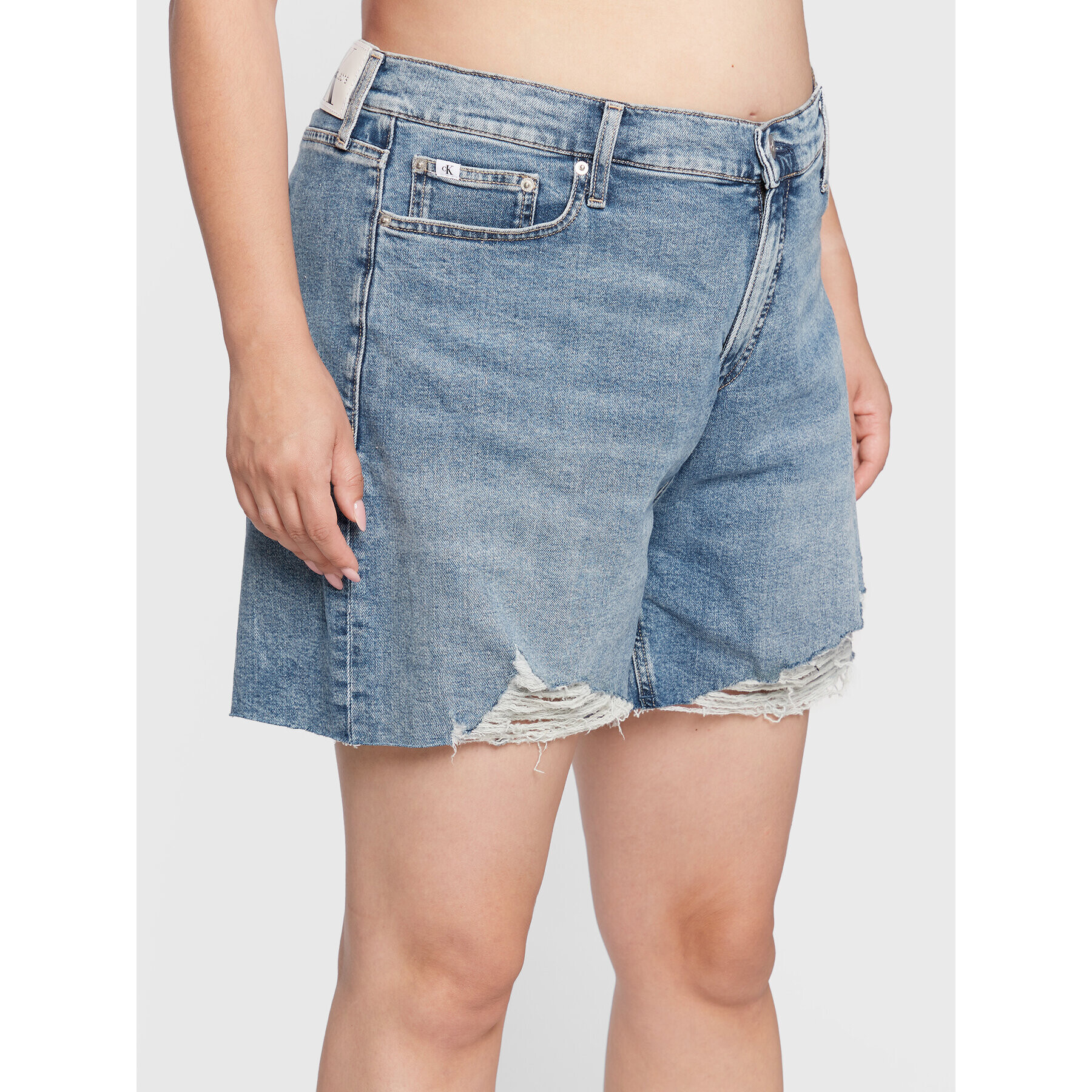 Calvin Klein Jeans Plus Džínové šortky J20J218809 Tmavomodrá Mom Fit - Pepit.cz