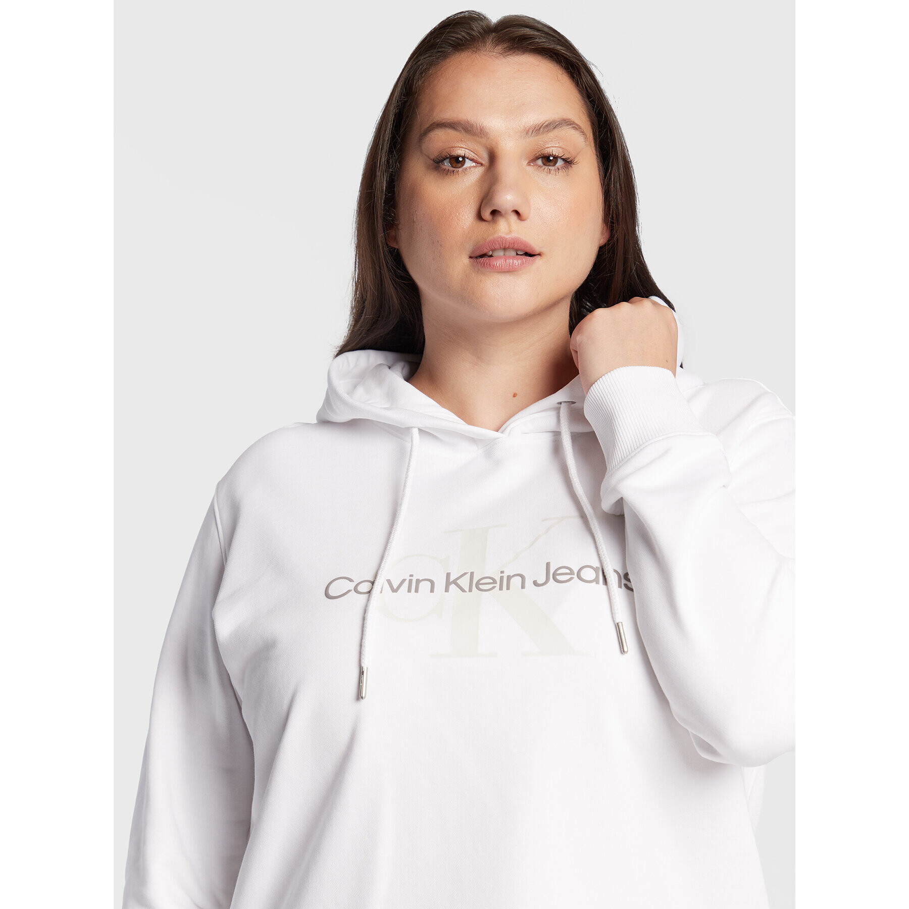 Calvin Klein Jeans Plus Mikina J20J218878 Bílá Regular Fit - Pepit.cz