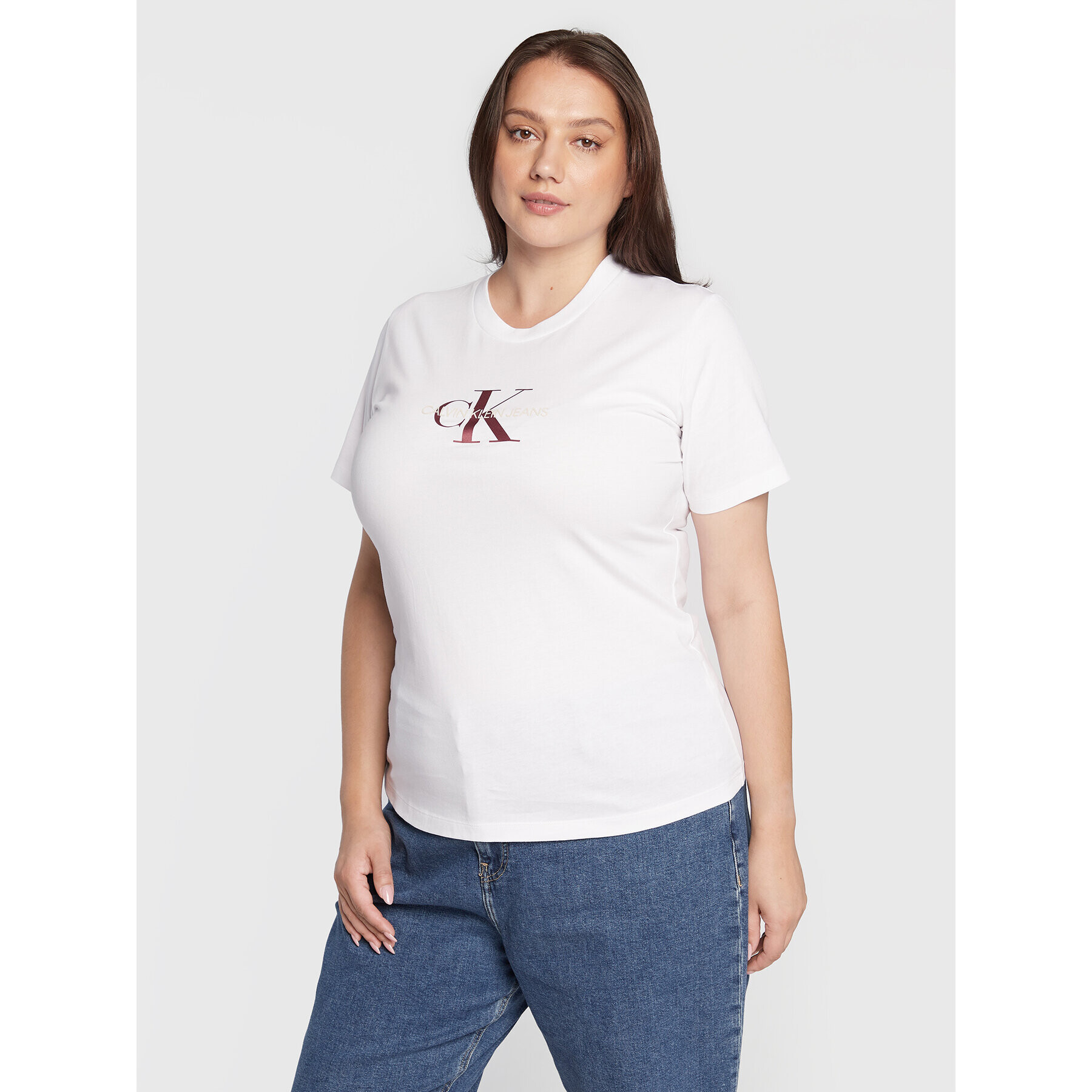 Calvin Klein Jeans Plus T-Shirt J20J217518 Bílá Regular Fit - Pepit.cz