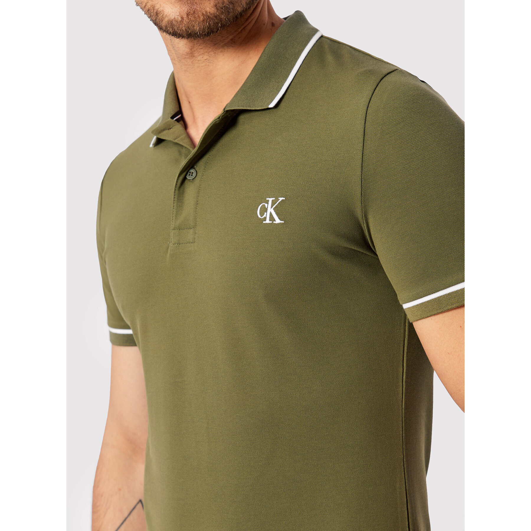 Calvin Klein Jeans Polokošile J30J315603 Zelená Slim Fit - Pepit.cz