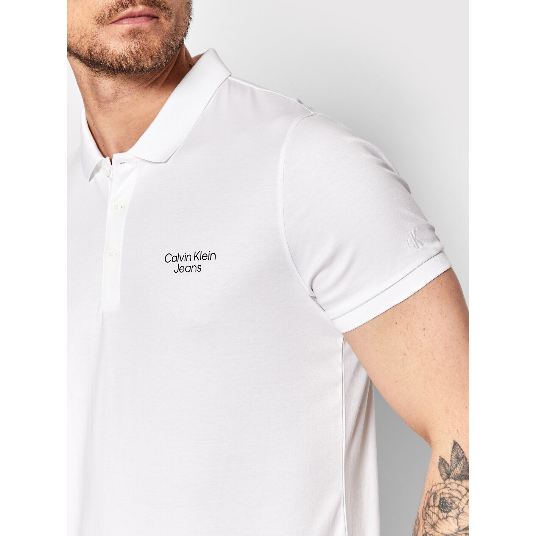 Calvin Klein Jeans Polokošile J30J320088 Bílá Slim Fit - Pepit.cz