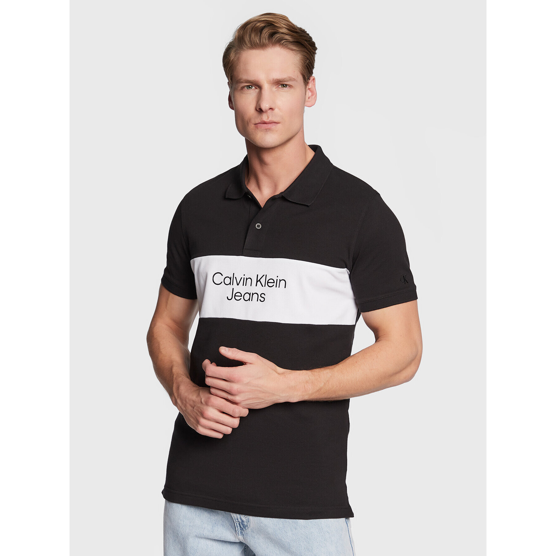 Calvin Klein Jeans Polokošile J30J322449 Černá Slim Fit - Pepit.cz