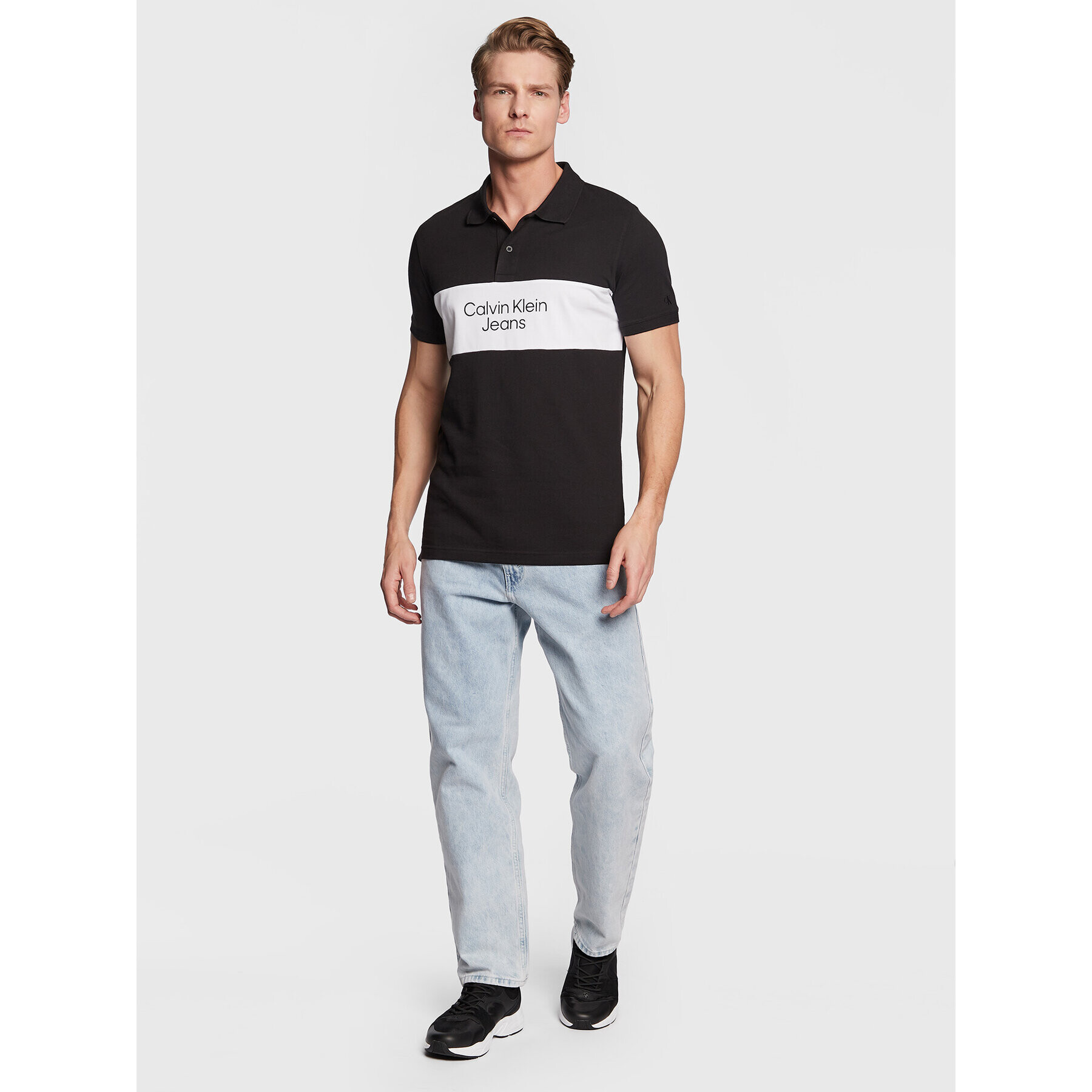 Calvin Klein Jeans Polokošile J30J322449 Černá Slim Fit - Pepit.cz