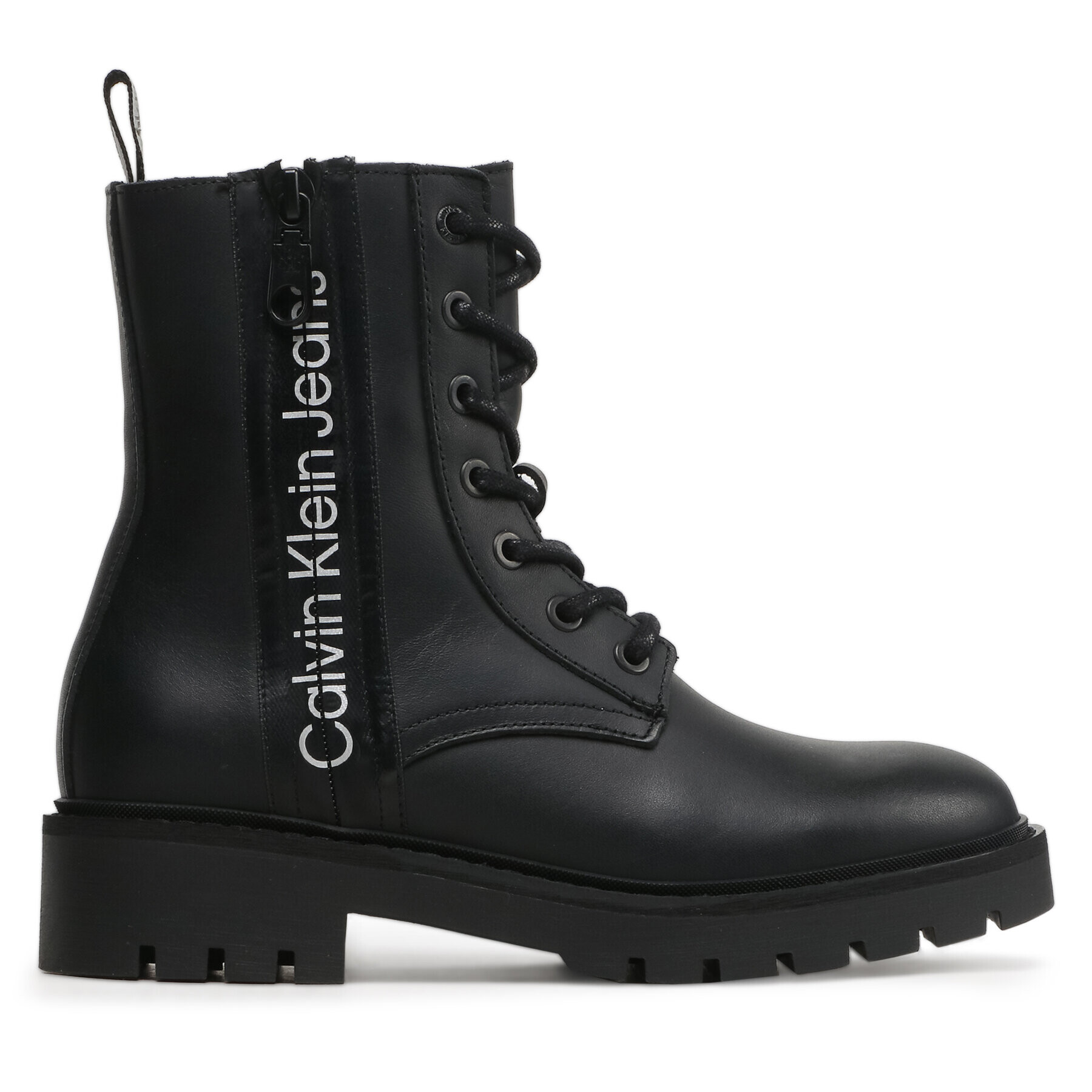 Calvin Klein Jeans Polokozačky Combat Mid Laceup Zip Wn YW0YW01035 Černá - Pepit.cz