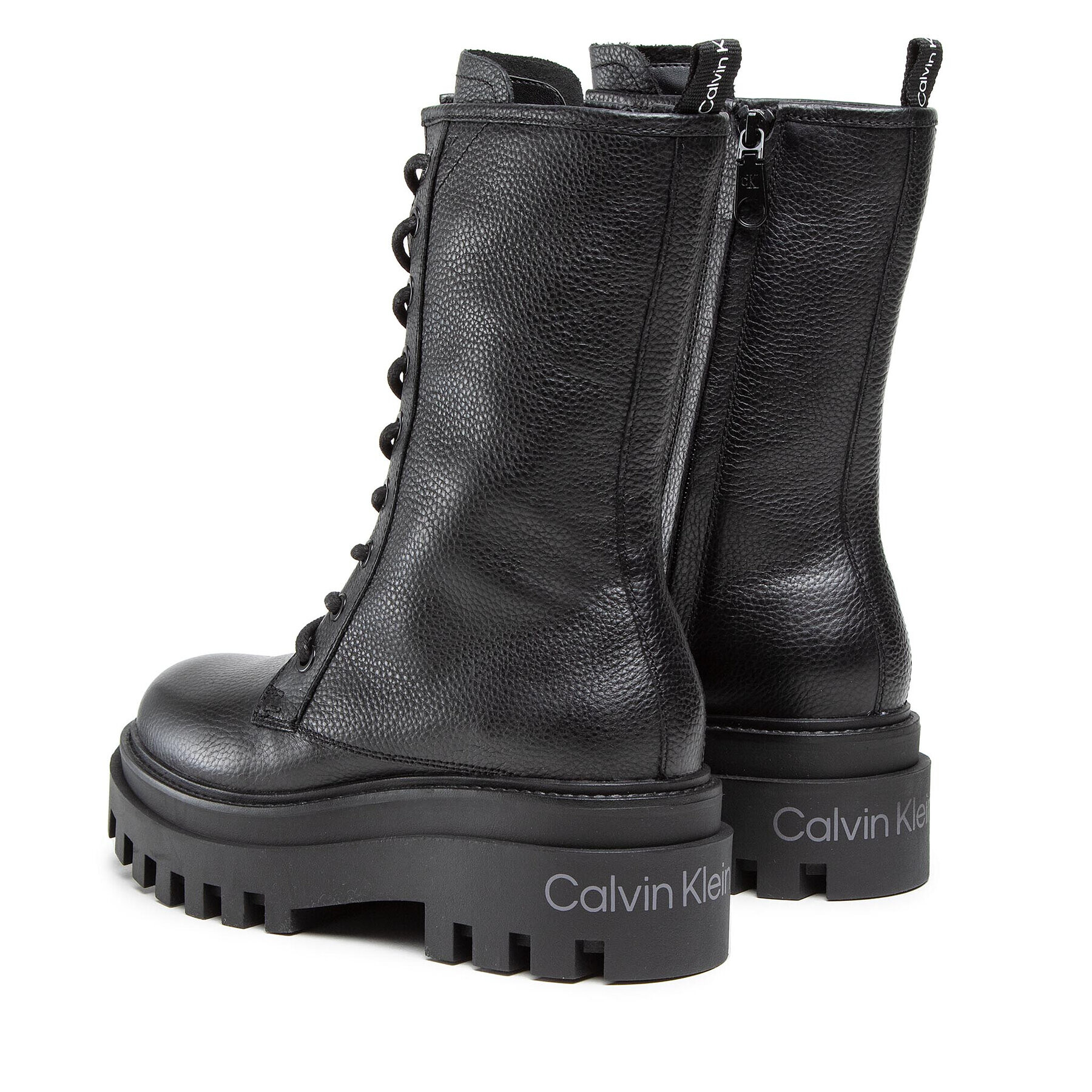 Calvin Klein Jeans Polokozačky Flatform Mid Laceup Boot YW0YW00843 Černá - Pepit.cz