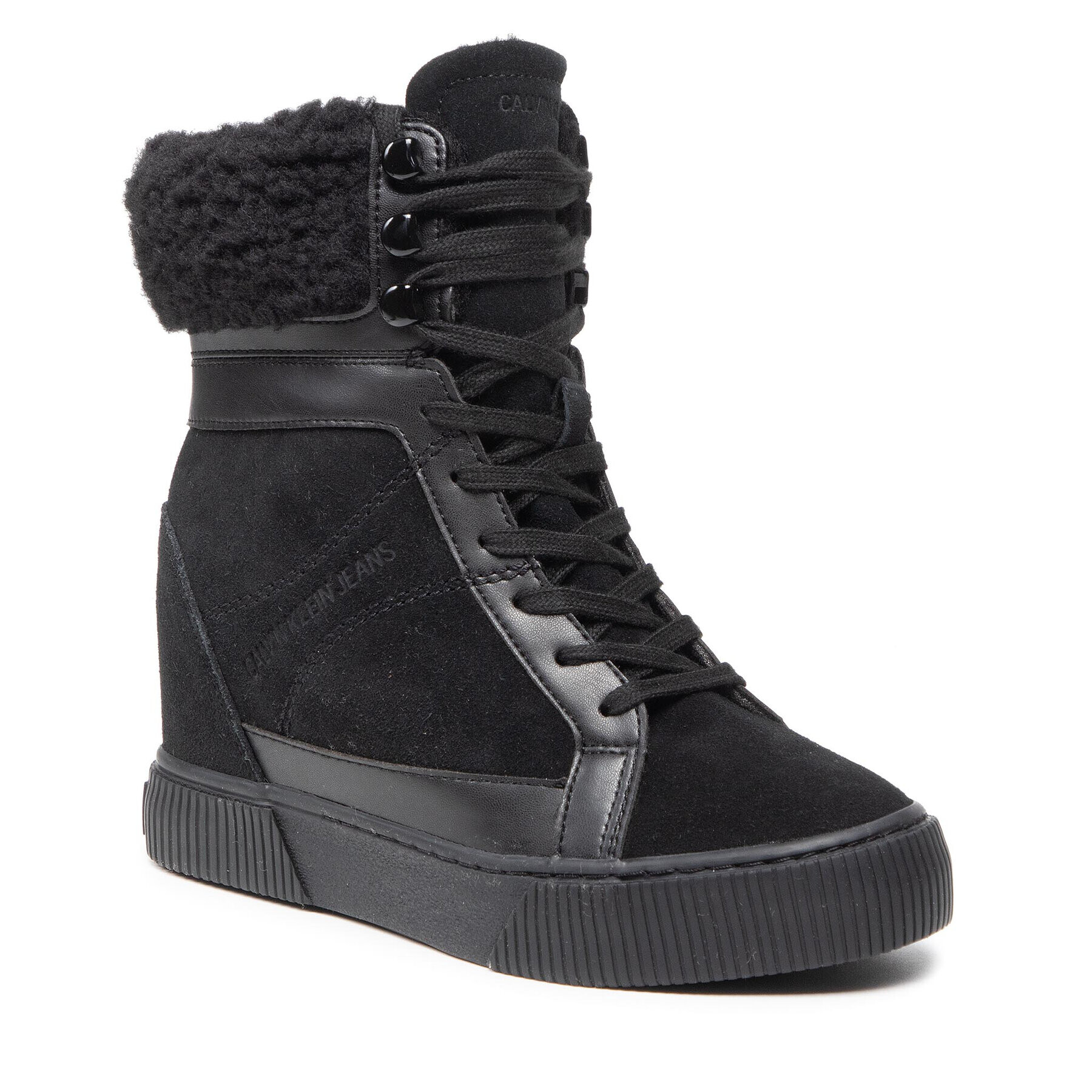 Calvin Klein Jeans Polokozačky Hidden Wedge Sneaker Warm YW0YW00439 Černá - Pepit.cz