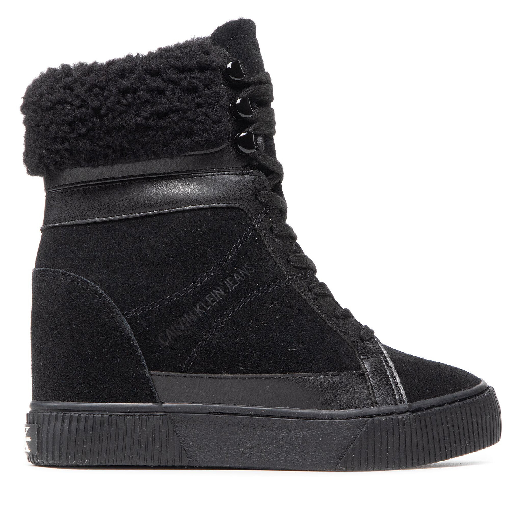 Calvin Klein Jeans Polokozačky Hidden Wedge Sneaker Warm YW0YW00439 Černá - Pepit.cz