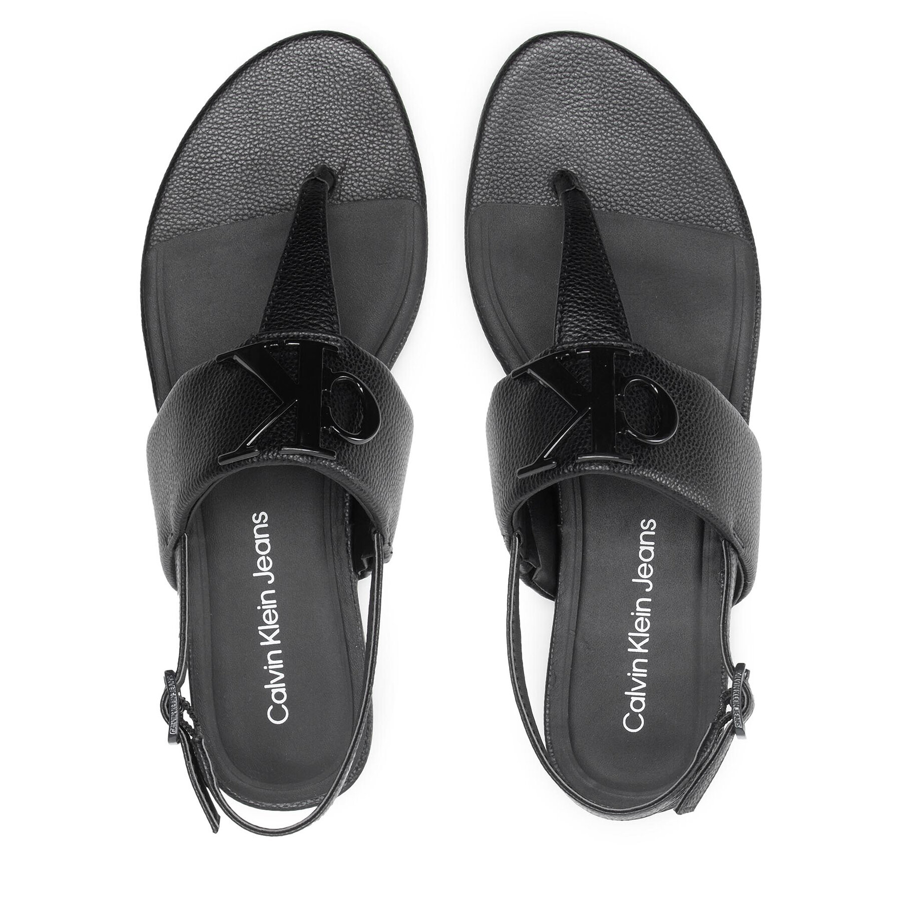 Calvin Klein Jeans Sandály Flat Sandal Hw Lth 2 YW0YW00544 Černá - Pepit.cz