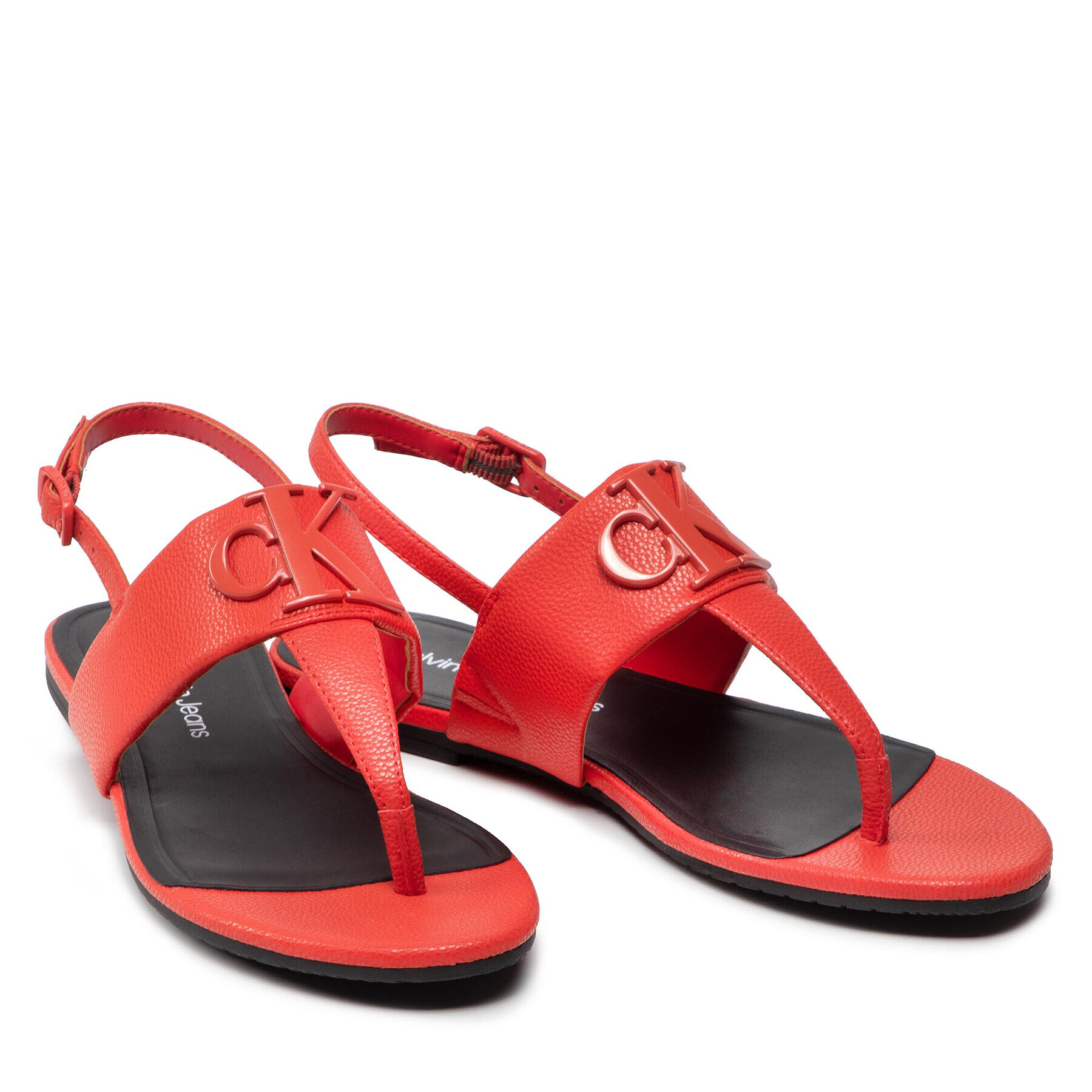 Calvin Klein Jeans Sandály Flat Sandal Hw Lth 2 YW0YW00544 Červená - Pepit.cz