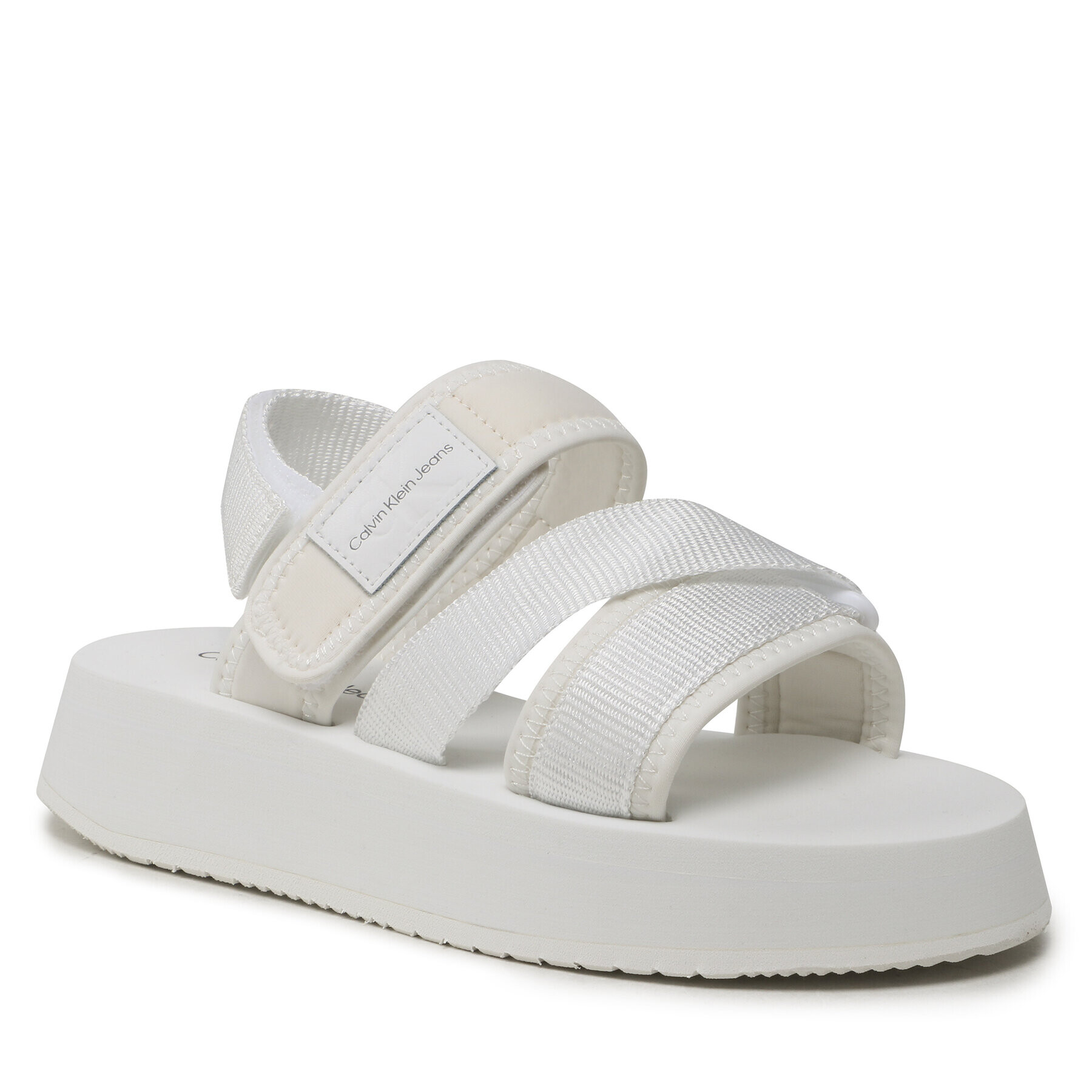 Calvin Klein Jeans Sandály Prefresato Sandal Bagde YW0YW00967 Bílá - Pepit.cz