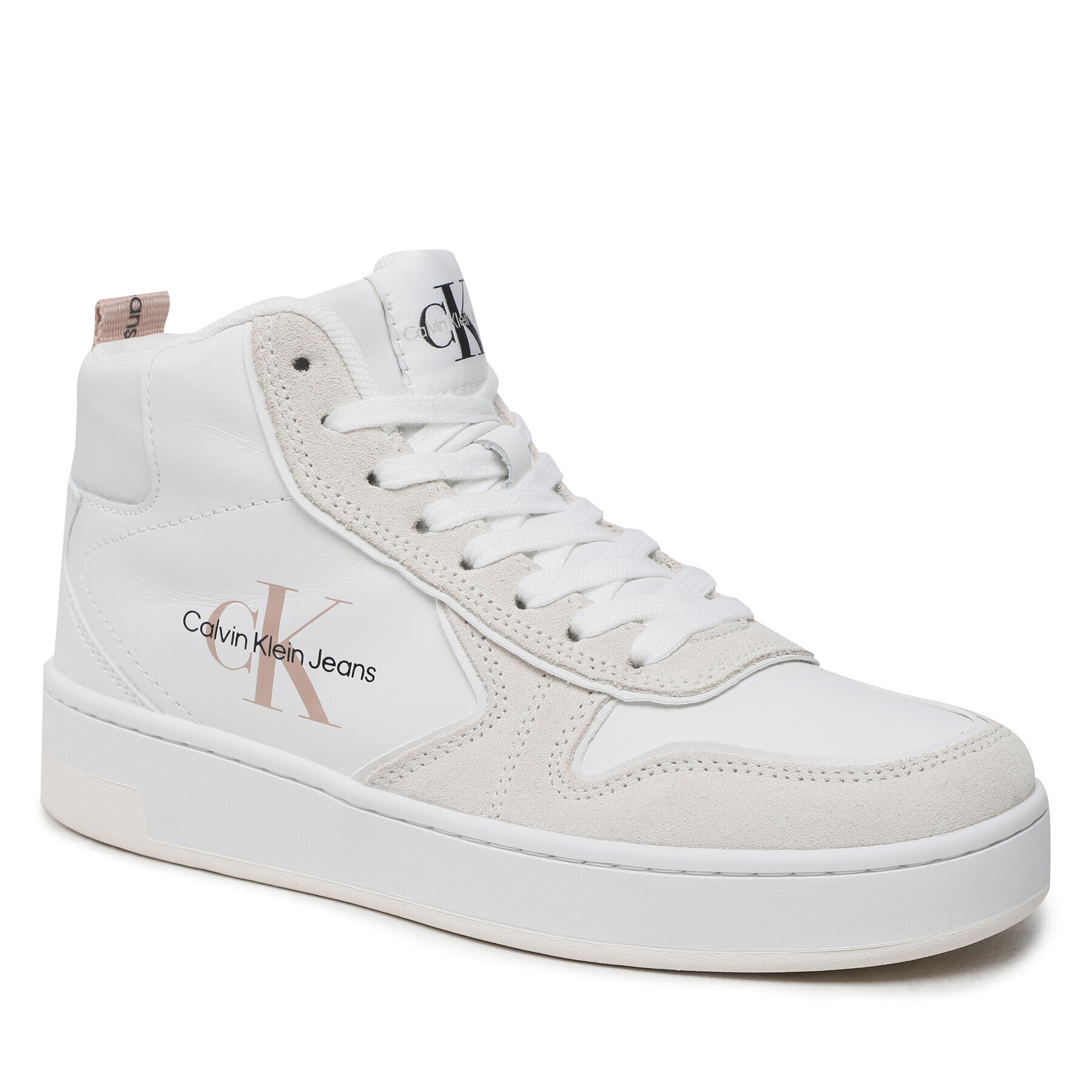 Calvin Klein Jeans Sneakersy Basket Cupsole Mid Irreg Line Wn YW0YW00921 Écru - Pepit.cz