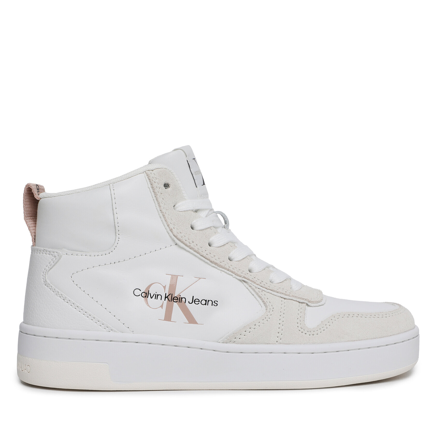 Calvin Klein Jeans Sneakersy Basket Cupsole Mid Irreg Line Wn YW0YW00921 Écru - Pepit.cz