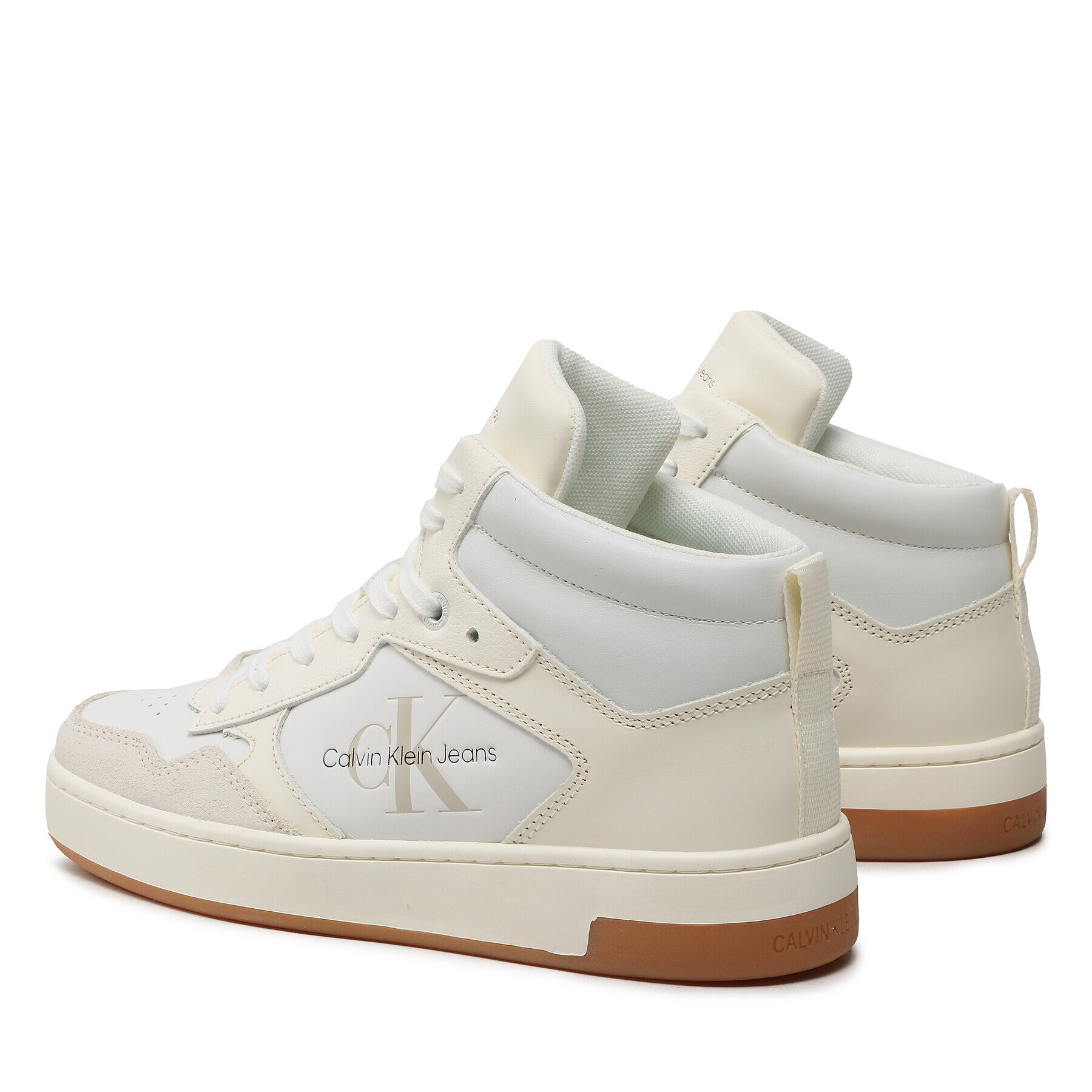 Calvin Klein Jeans Sneakersy Basket Cupsole Mid Leather YW0YW00877 Bílá - Pepit.cz