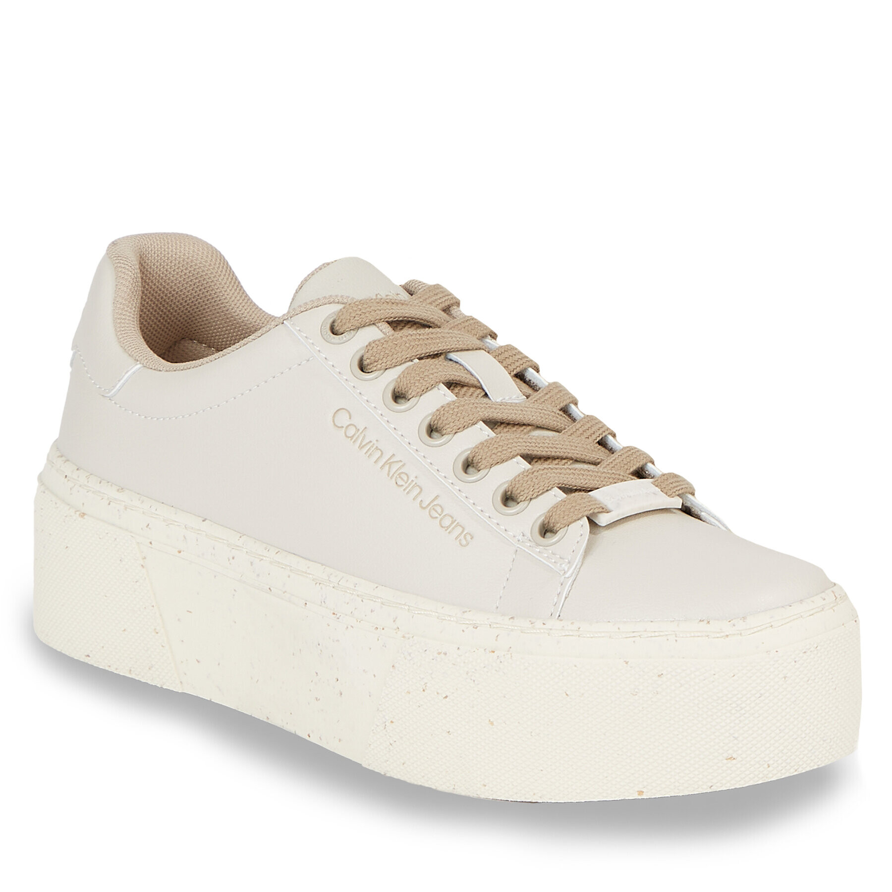 Calvin Klein Jeans Sneakersy Bold Vulc Flatf Low Laceup Wn YW0YW01229 Béžová - Pepit.cz