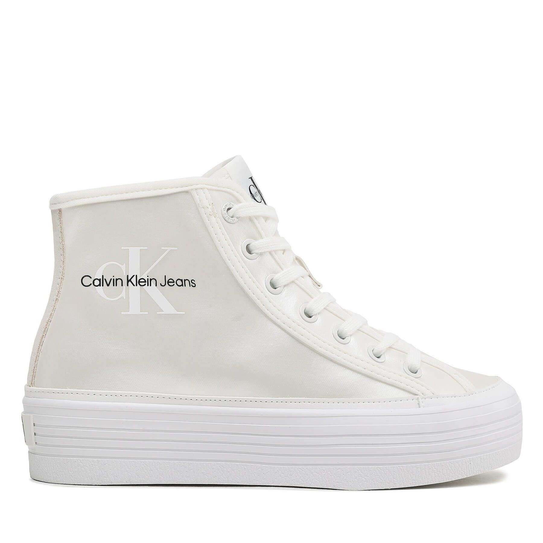 Calvin Klein Jeans Sneakersy Bold Vulc Flatf Mid Laceup Ny Wn YW0YW01226 Écru - Pepit.cz