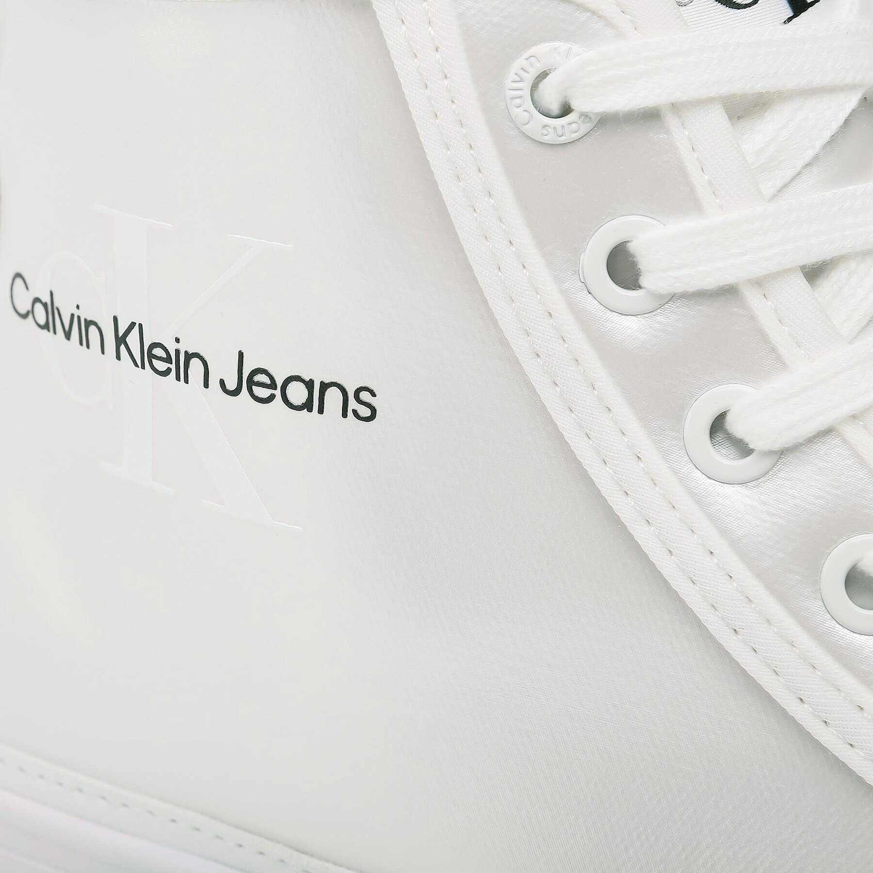 Calvin Klein Jeans Sneakersy Bold Vulc Flatf Mid Laceup Ny Wn YW0YW01226 Écru - Pepit.cz