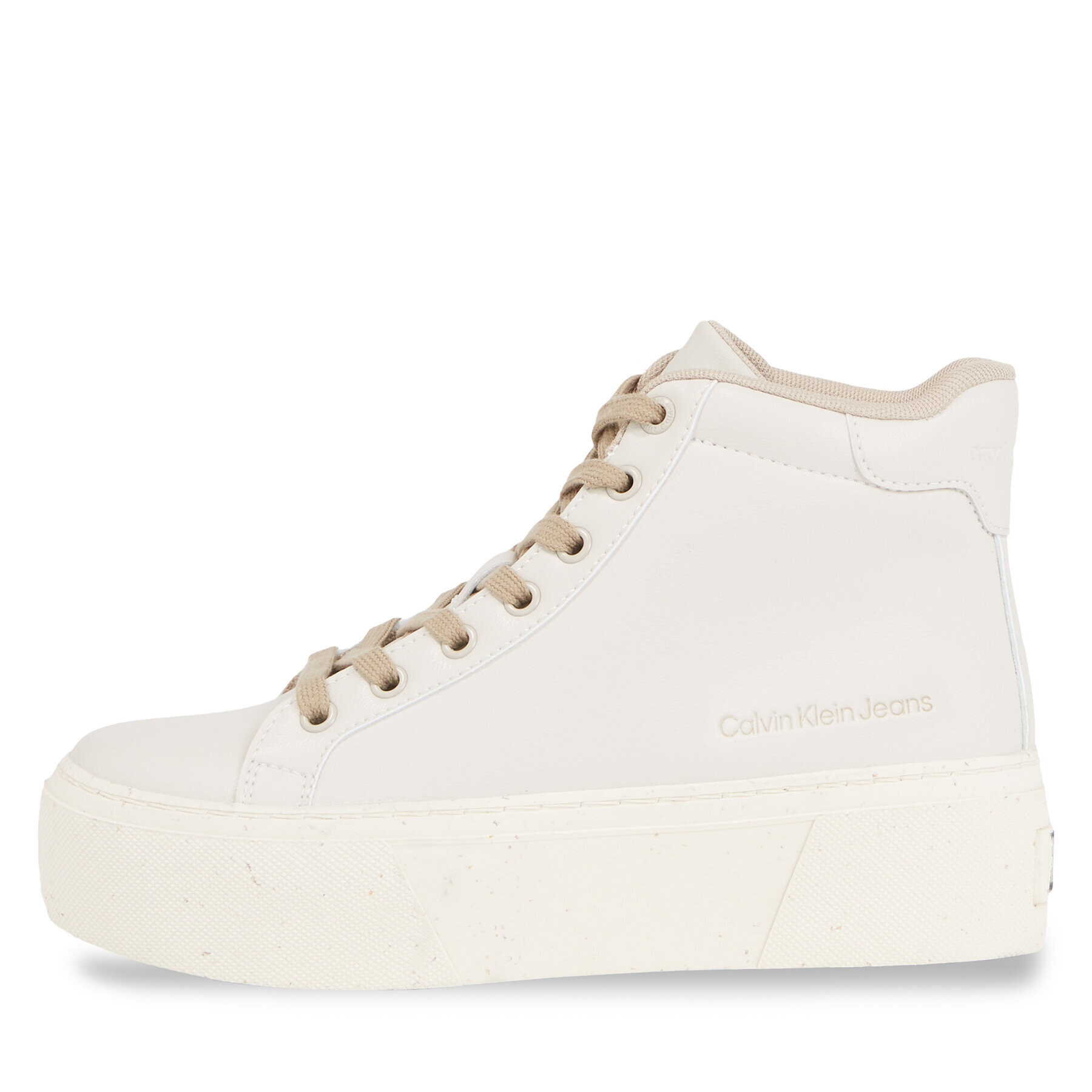 Calvin Klein Jeans Sneakersy Bold Vulc Flatf Mid Laceup Wn YW0YW01230 Béžová - Pepit.cz