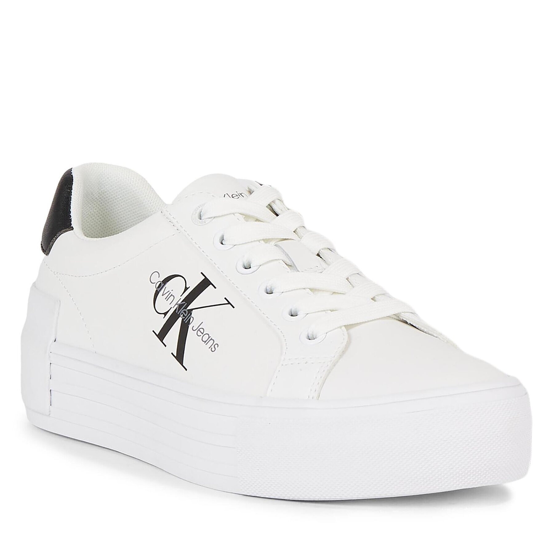 Calvin Klein Jeans Sneakersy Bold Vulc Flatform Laceup Lth Wn YW0YW00821 Bílá - Pepit.cz