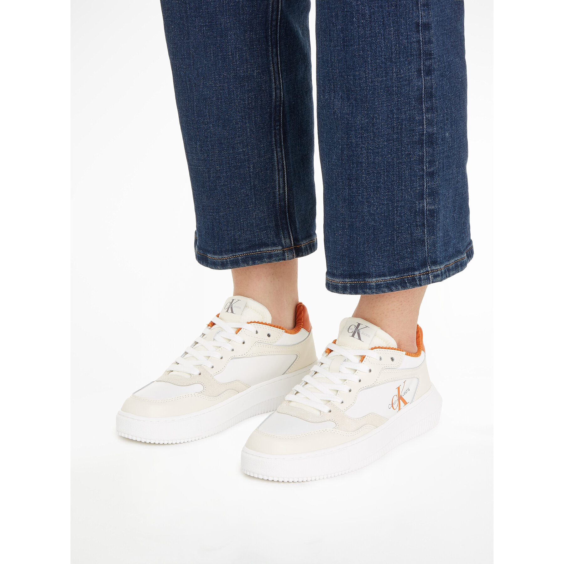 Calvin Klein Jeans Sneakersy Chunky Cupsole Coui Lth Mix YW0YW01171 Bílá - Pepit.cz