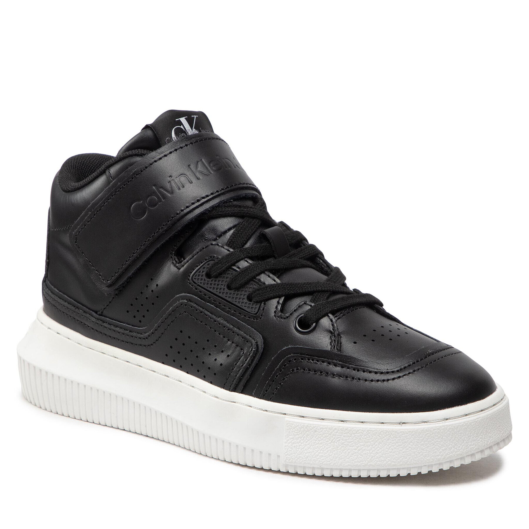 Calvin Klein Jeans Sneakersy Chunky Cupsole Laceup Mid Lth Wn YW0YW00841 Černá - Pepit.cz