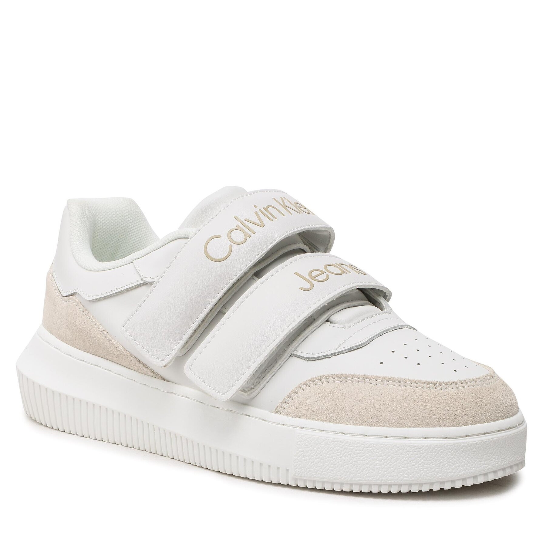 Calvin Klein Jeans Sneakersy Chunky Cupsole Lth Velcro YW0YW00879 Bílá - Pepit.cz